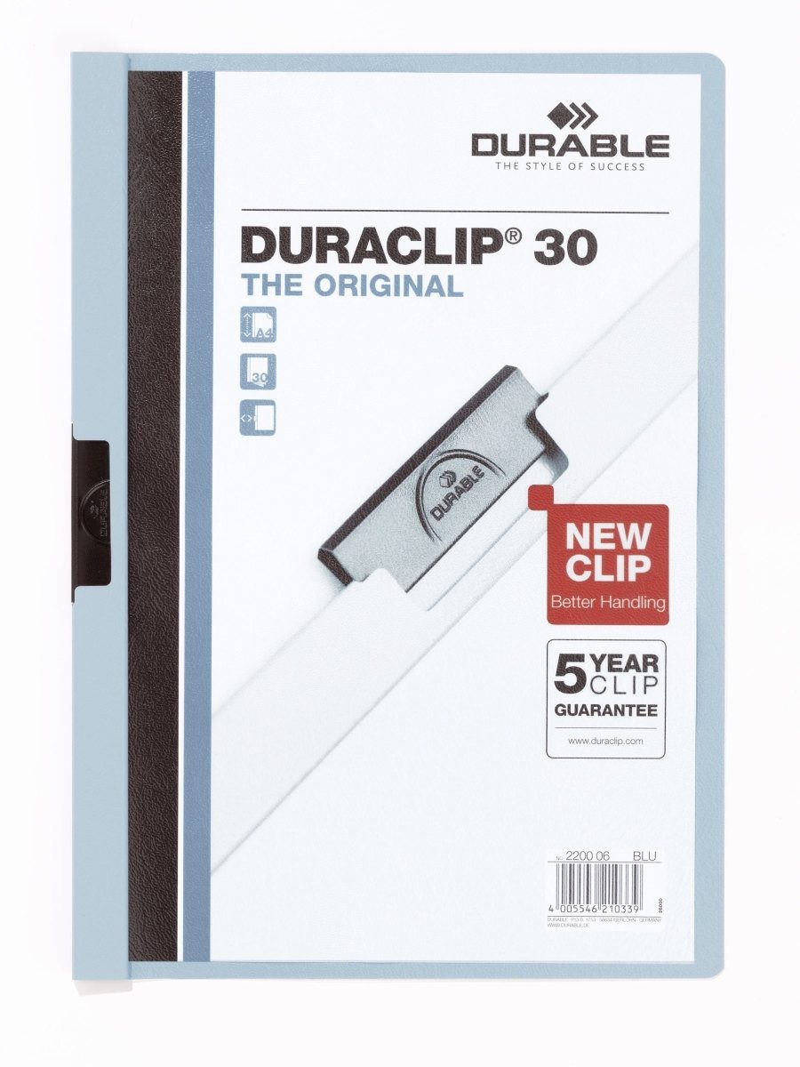 DURABLE Hefter Klemmmappe Duraclip Original 30 bis 30 Blatt A4 blau (25 Stück)