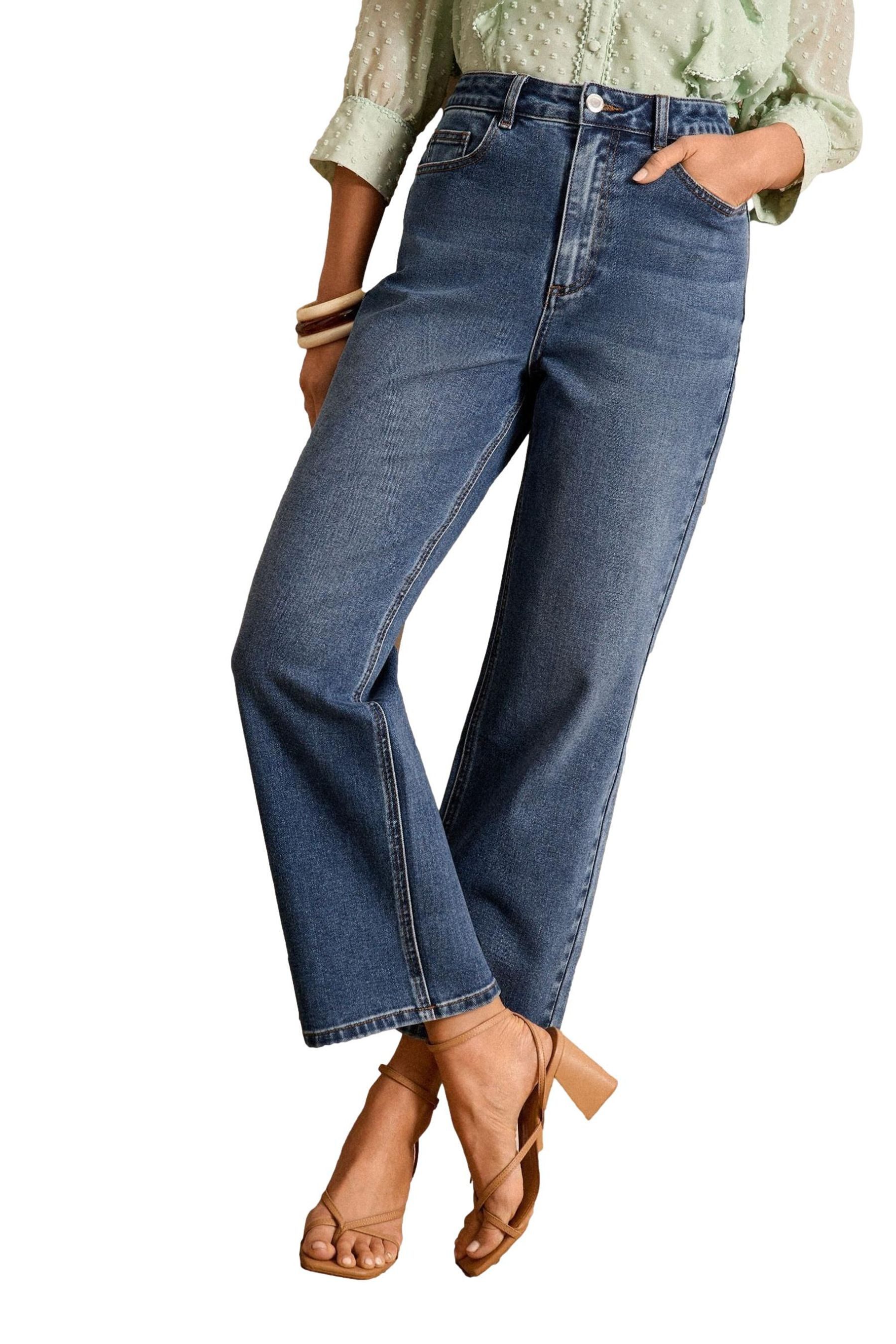 Love & Roses Straight-Jeans Love & Roses Cropped-Jeans mit weitem Bein Regular (1-tlg)