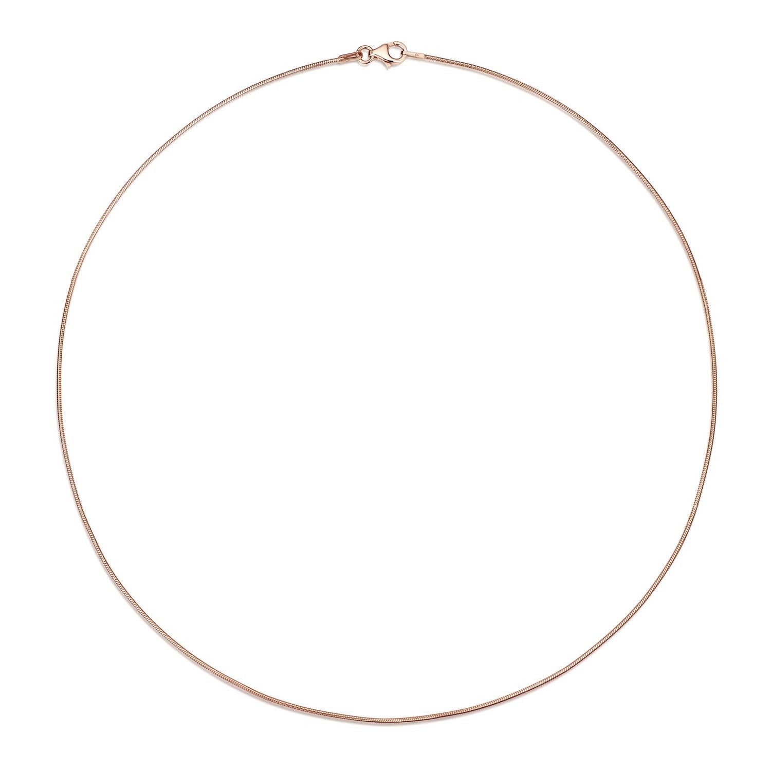 Materia Schlangenkette Damen Rosegold Halskette 1mm 40-70cm K114, Sterlingsilber, rosvergoldet