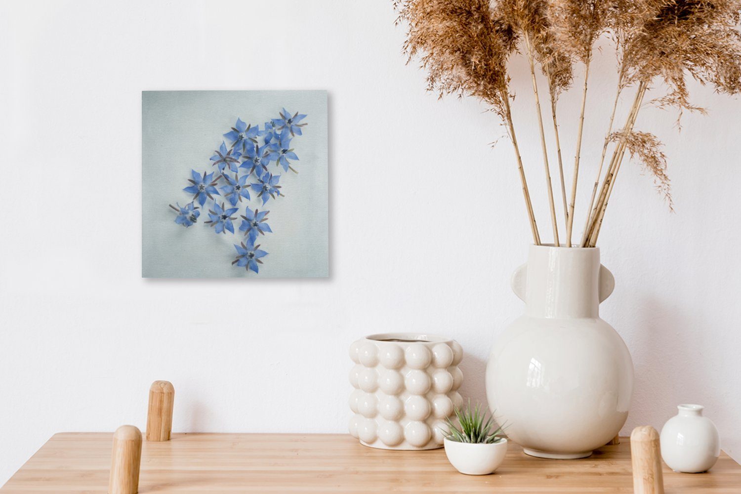 Bilder hellblauem (1 St), Wohnzimmer für Borretschblüten Blaue Leinwandbild Hintergrund, Schlafzimmer Leinwand auf OneMillionCanvasses®