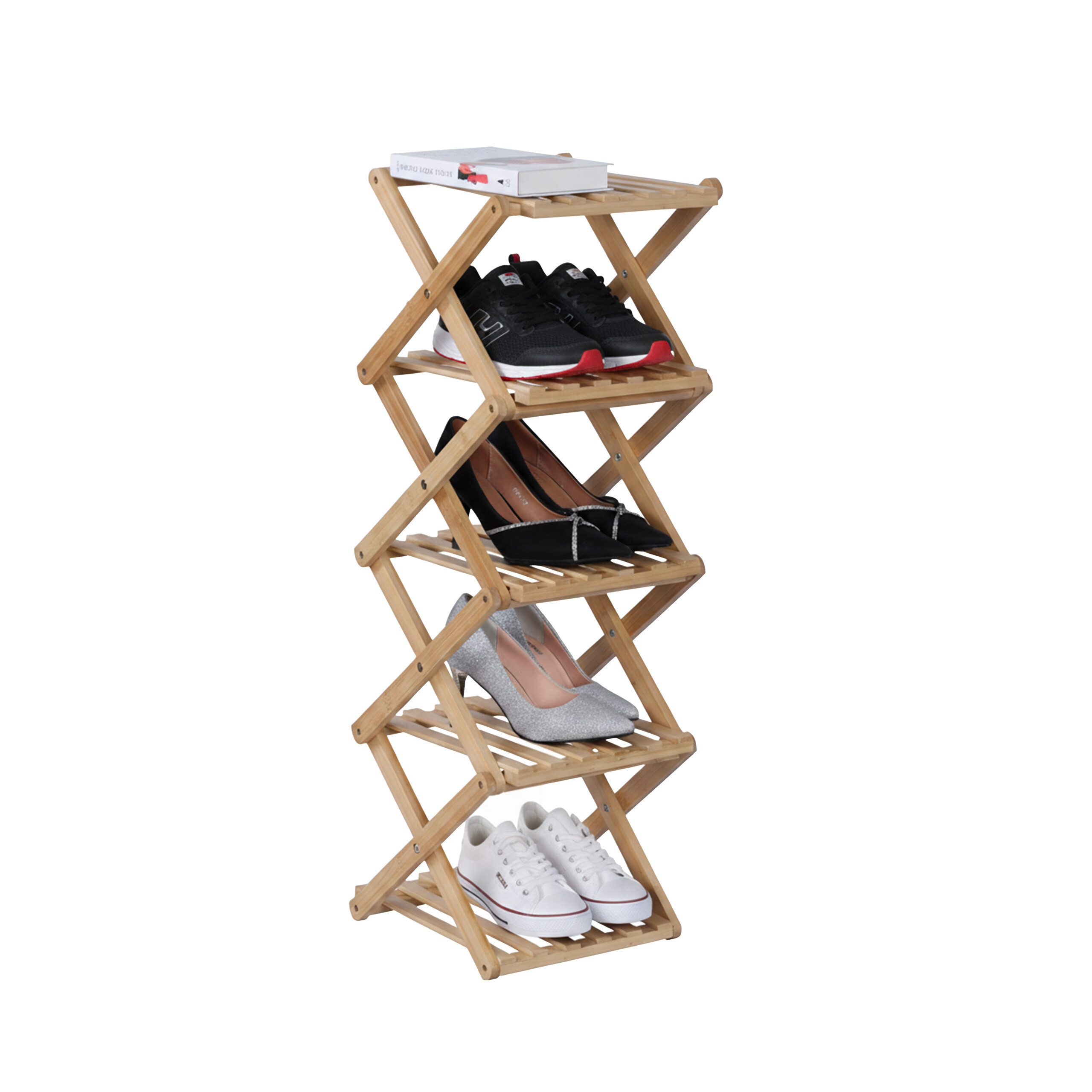 relaxdays Schuhregal Faltbares Schuhregal aus Bambus, 1-tlg., 5