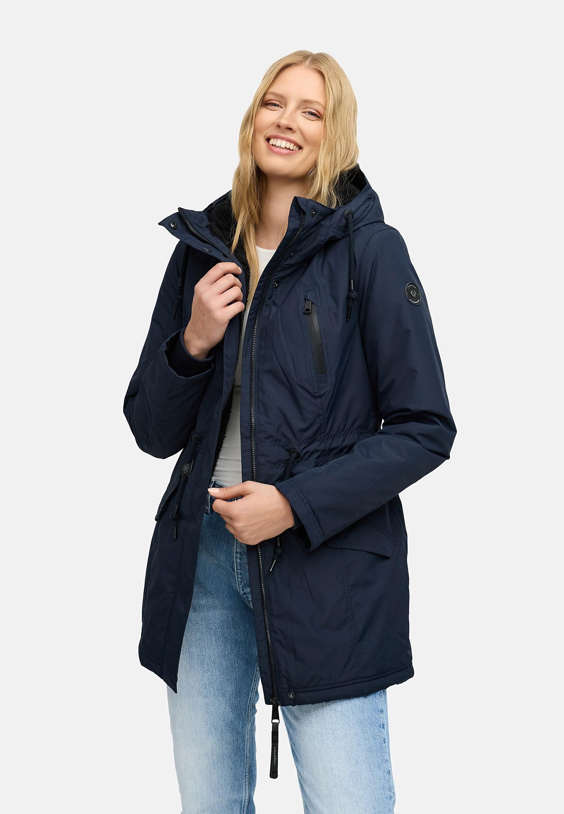 Ragwear Wintermantel Elsien wasserdichter Winterparka mit Teddyfell-Futter