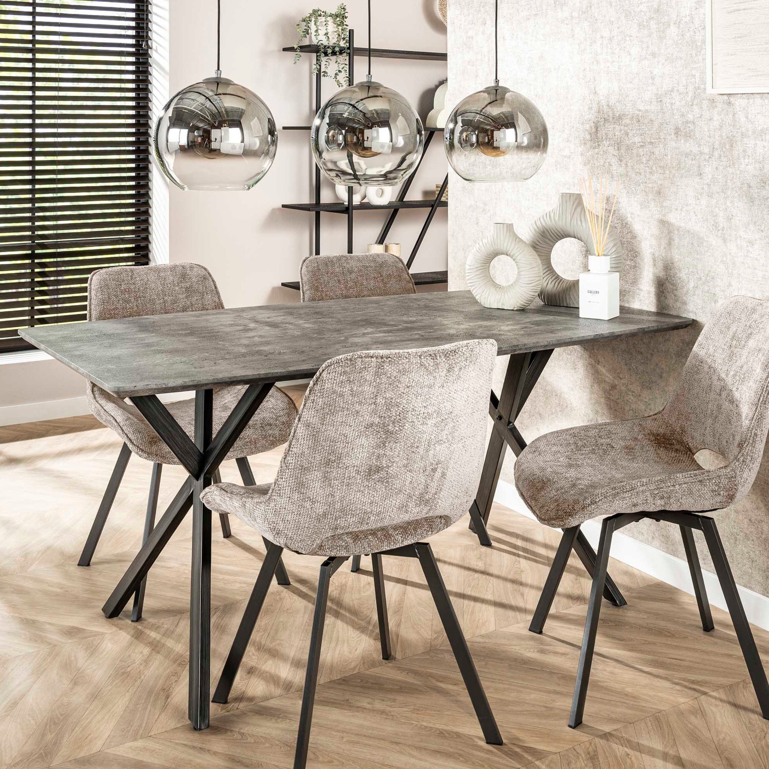 alesvelt Esstisch OVAL ELEGANCE Kompakter Esszimmertisch im 3D-Look mit Spider-Gestell (1-Tisch), 160x90x76cm