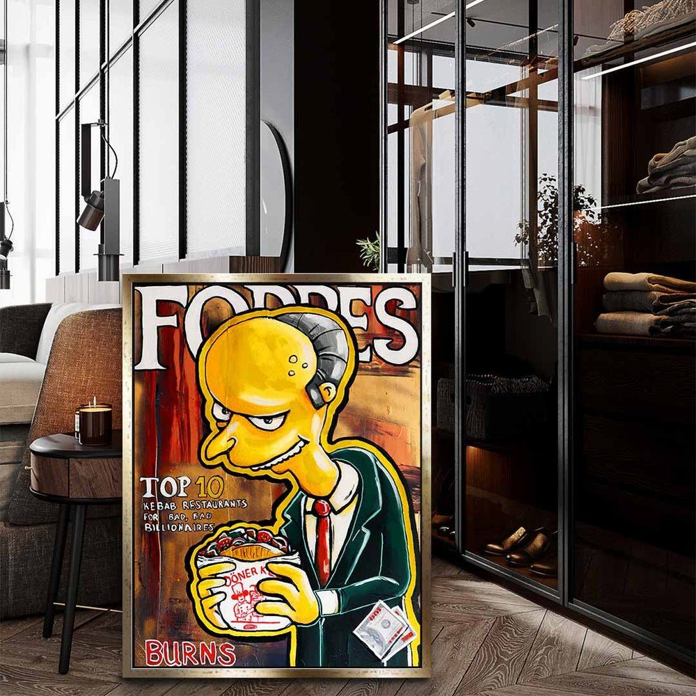 - Bild Hirsch designed DOTCOMCANVAS® Wandbild by goldener Rahmen Kebab Leinwandbild Burns Modernes Leinwandbild,