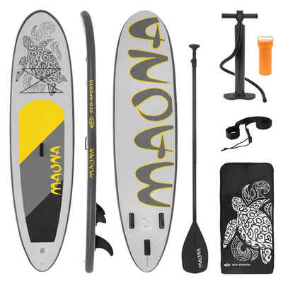 ECD Germany SUP-Board Stand Up Paddle Board aus PVC Paddelboard, Surfboard Grau 308x76x10 cm mit Anti-Rutsch Belag Komplett Set