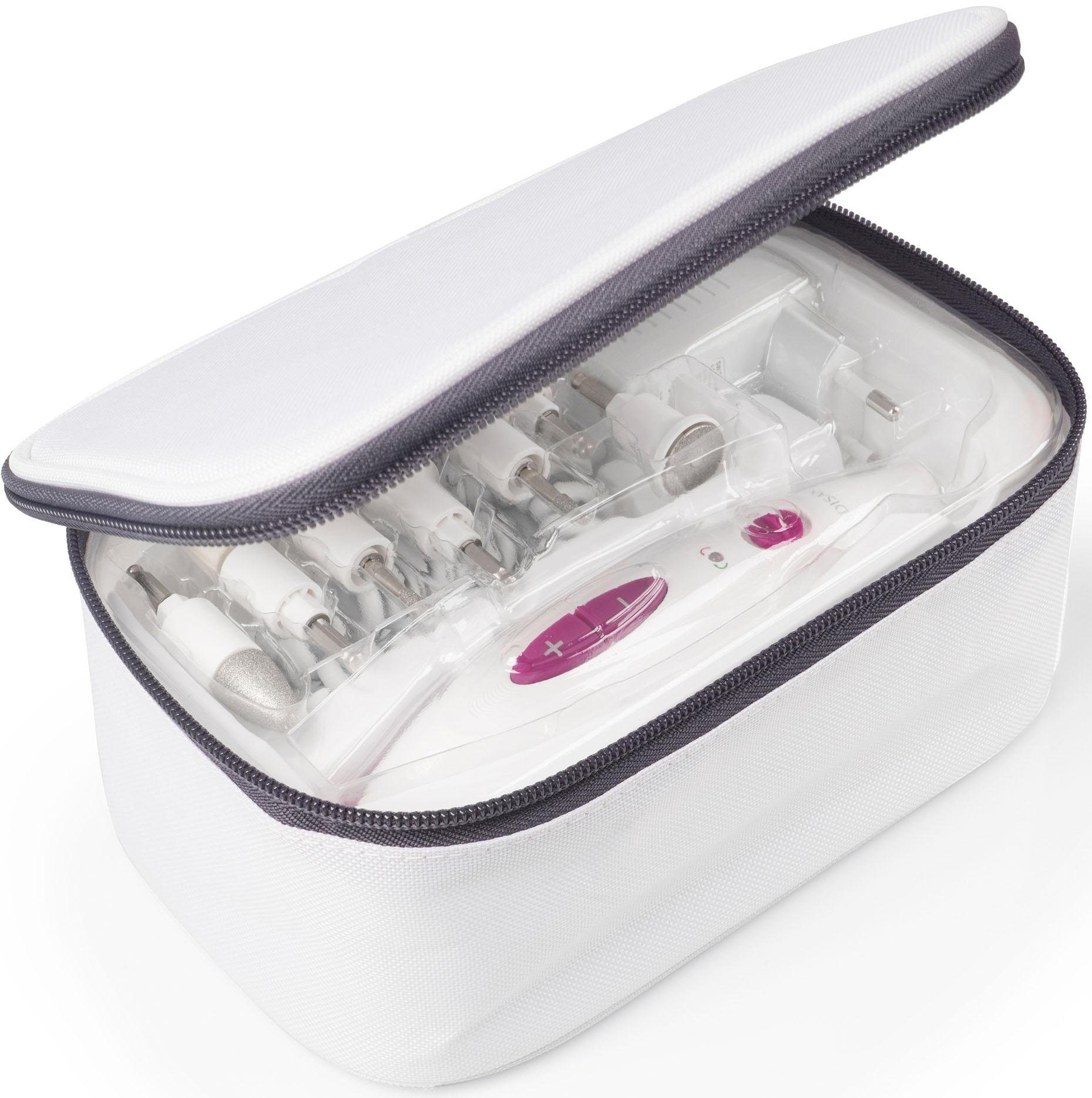 Medisana Maniküre-Pediküre-Set MP 815, für Nägel, Nagelhaut u. Hornhaut, 2 Stufen, Links-/Rechtslauf,Aufsätze