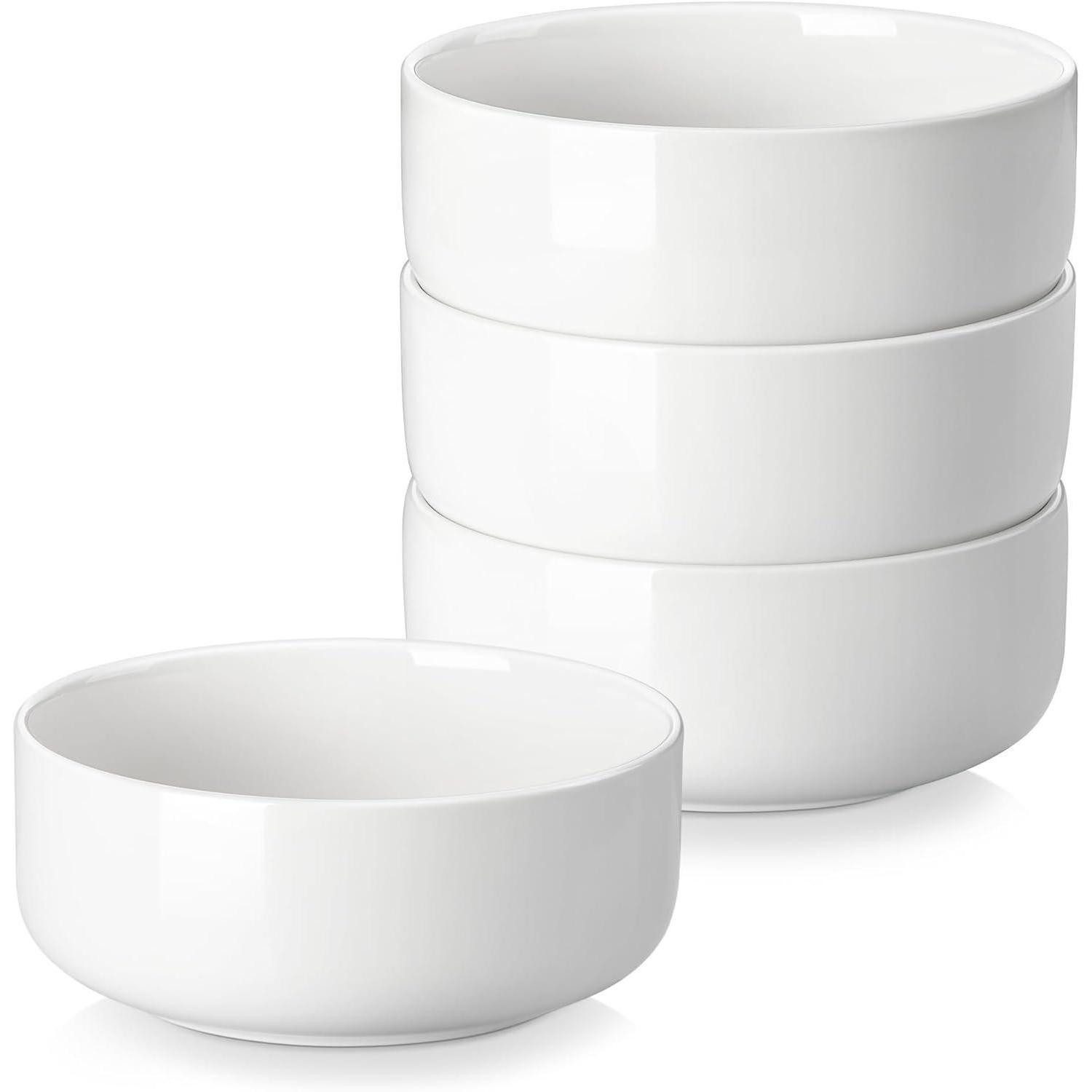 LuxusKollektion Müslischale Müslischalen Porzellan 640ml Suppenschalen Müslischalen 4 Tlg Weiß