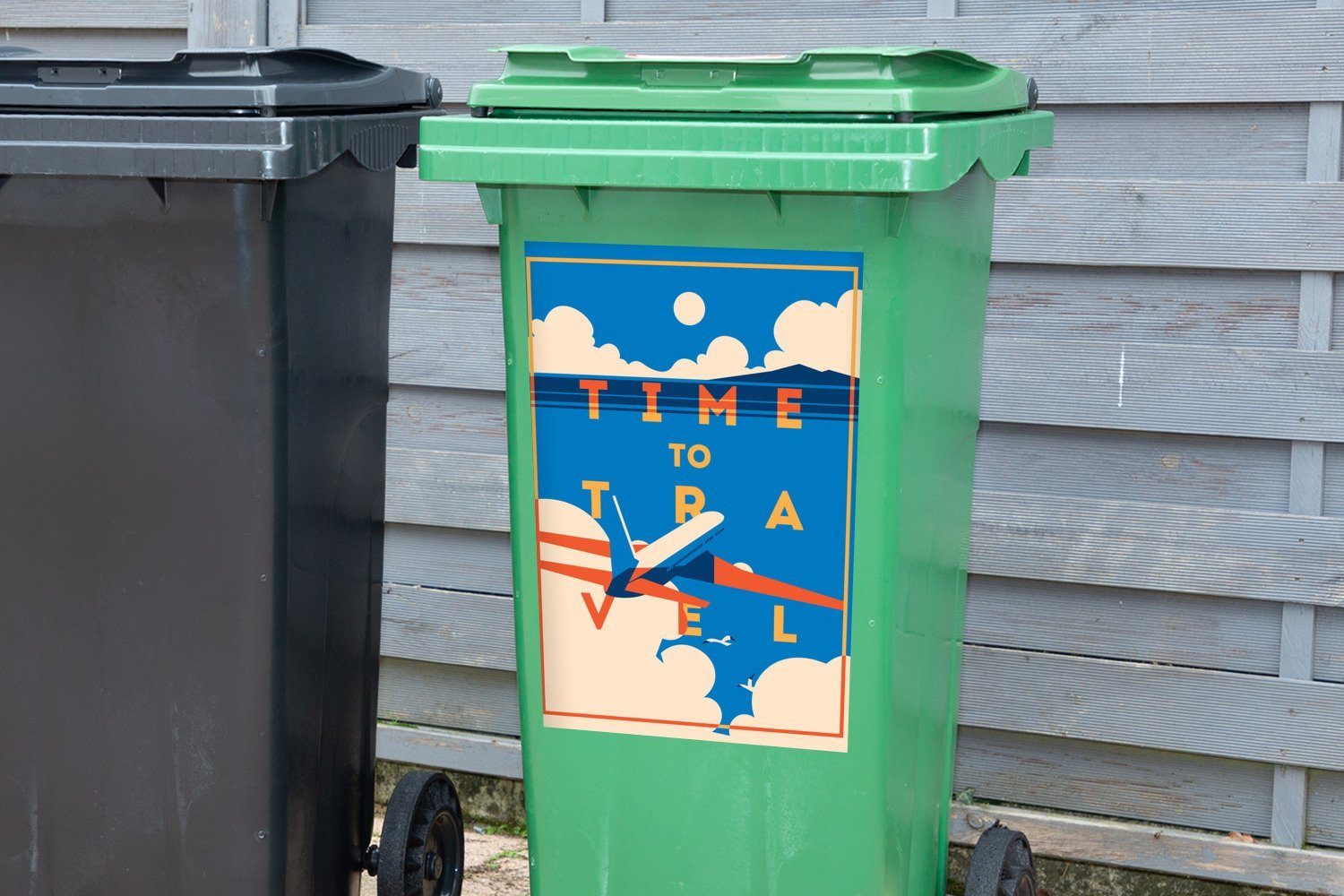 Abfalbehälter Zitate Wandsticker Container, St), (1 Mülleimer-aufkleber, Urlaub Sticker, Mülltonne, Flugzeuge MuchoWow - -