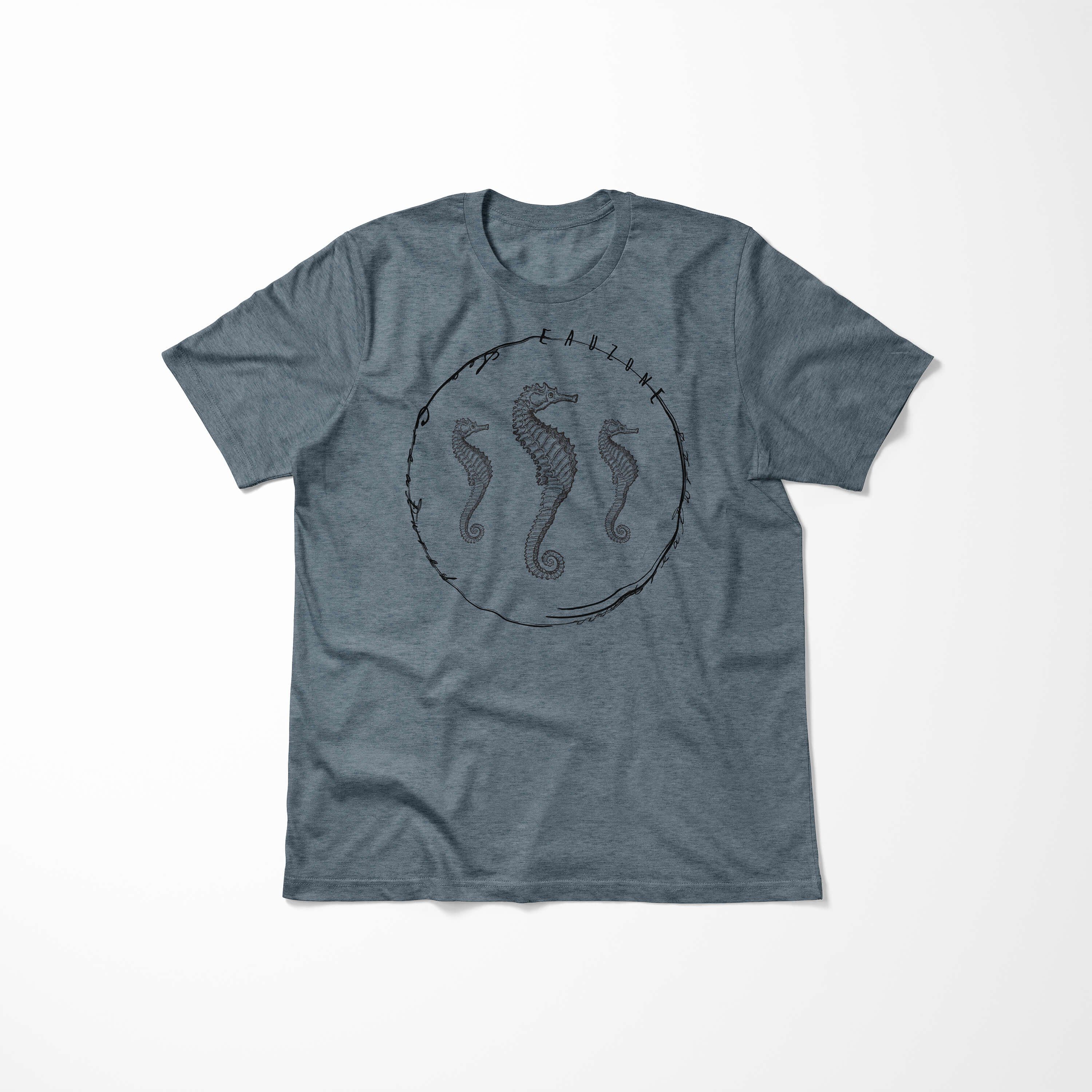 Sinus 042 Schnitt sportlicher Fische Tiefsee und Art Struktur Indigo Creatures, Sea feine T-Shirt - T-Shirt / Sea Serie: