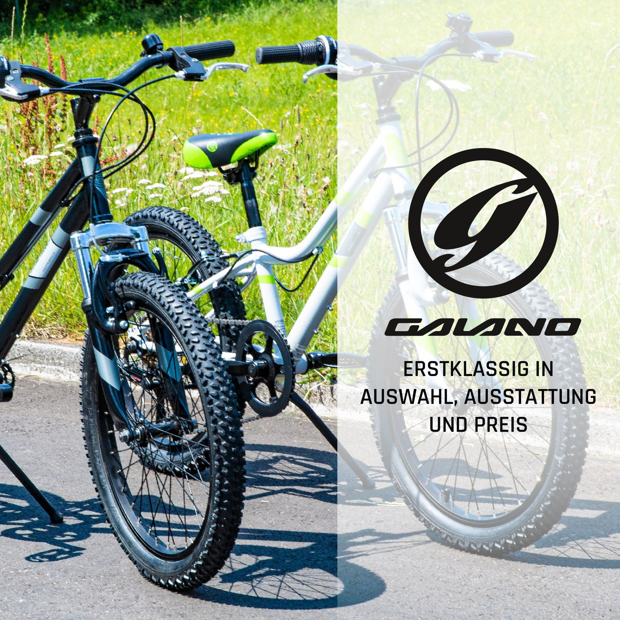 24 Gang cm Gänge Mountainbike Galano Mountainbike Jugendfahrrad GA20, Jungen Mädchen 21 Saiguan, schwarz/grau 130-145 21 Zoll Kettenschaltung,