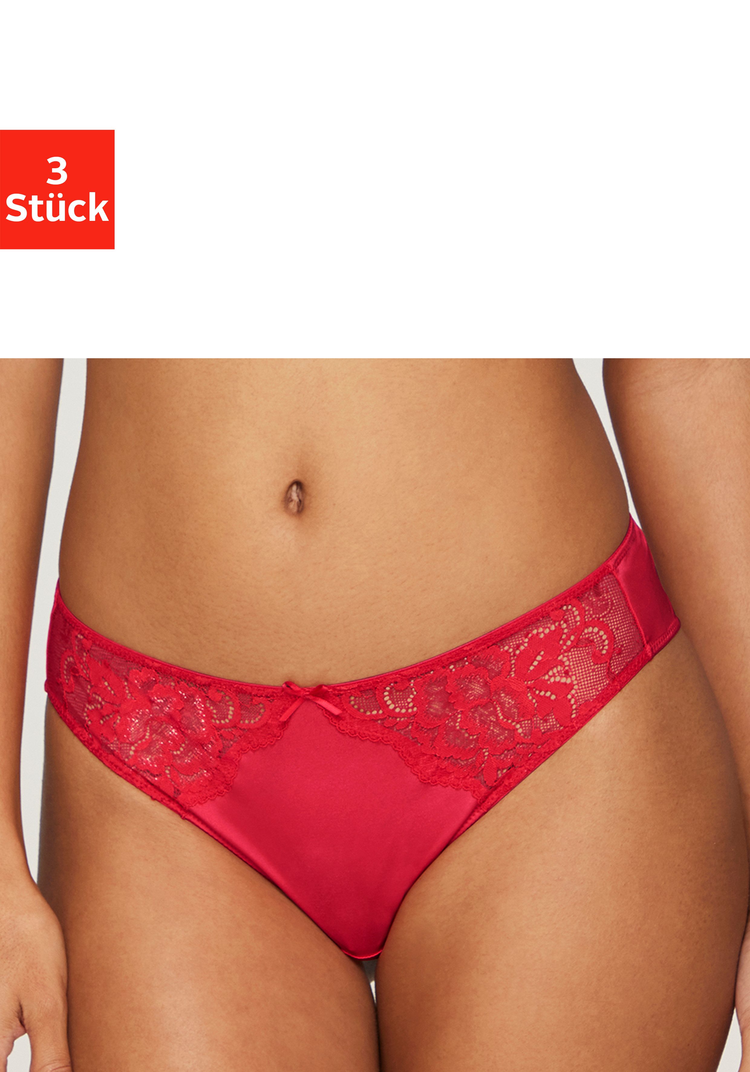 petite fleur by Lascana Slip (Packung, 3 Stück) mit floraler Spitze und weichem Microtouch