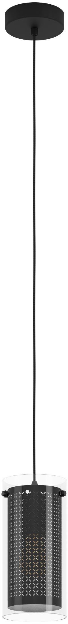 EGLO Hängeleuchte PINTO TEXTIL 1, Leuchtmittel wechselbar, ohne Leuchtmittel, Hängeleuchte in schwarz aus Stahl - exkl. E27 - 1X10W | Pendelleuchten