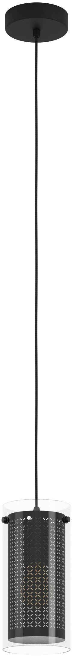 EGLO Hängeleuchte PINTO TEXTIL 1, Leuchtmittel wechselbar, ohne Leuchtmittel, Hängeleuchte in schwarz aus Stahl - exkl. E27 - 1X10W