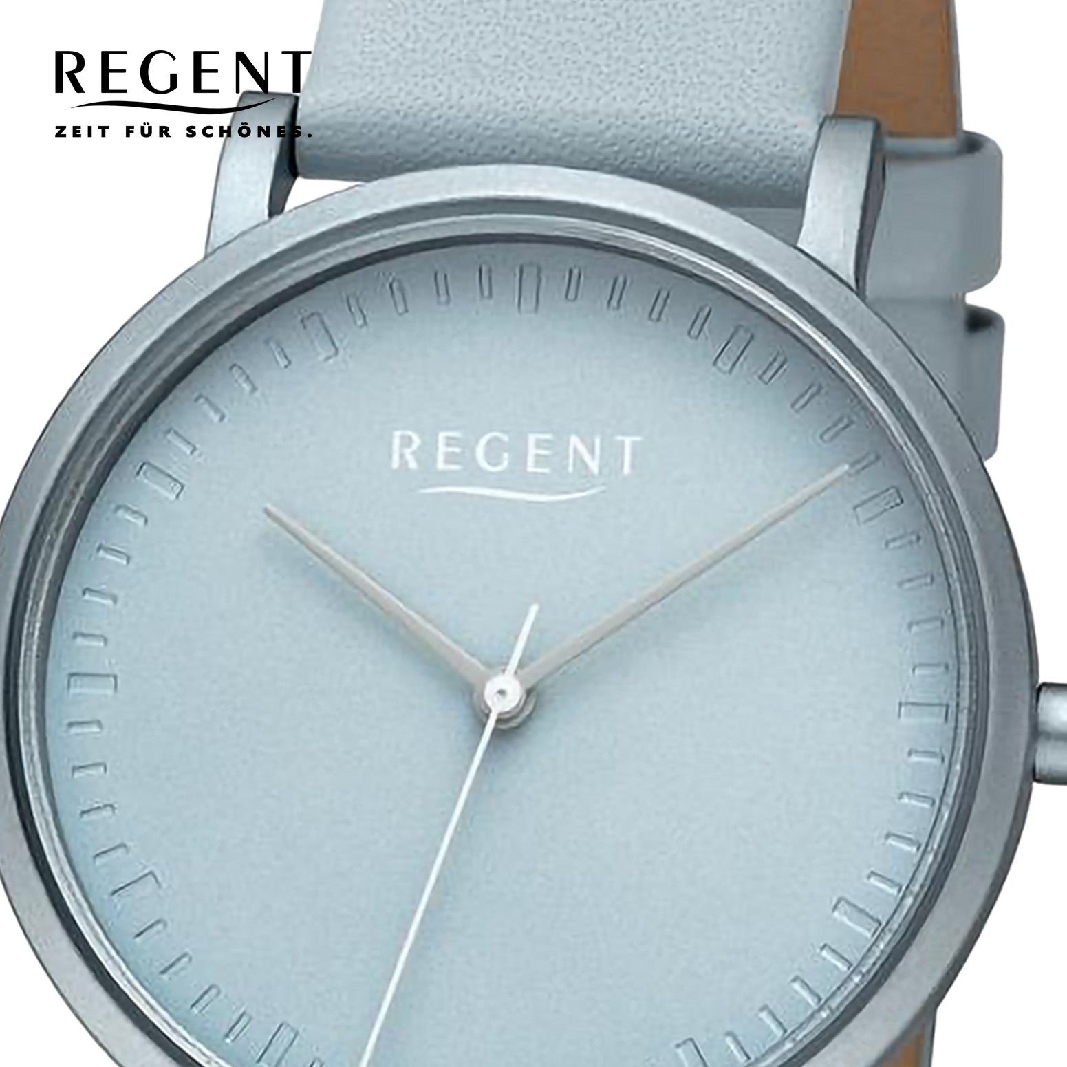 Regent Quarzuhr Regent Damen Armbanduhr Analog, (Analoguhr), Damen Armbanduhr rund, extra groß (ca. 36mm), Lederarmband