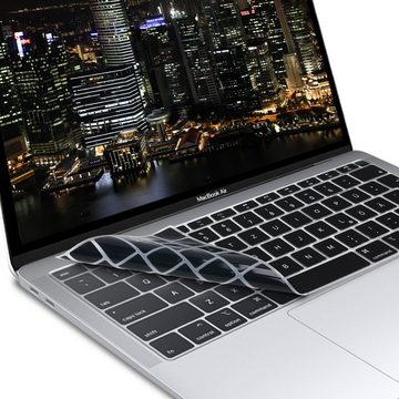 kwmobile Aufbewahrungstasche Silikon Tastaturschutz für Apple MacBook Air 13" Retina (ab Ende 2018) (1-tlg), QWERTZ Keyboard Cover Abdeckung - Schwarz Transparent