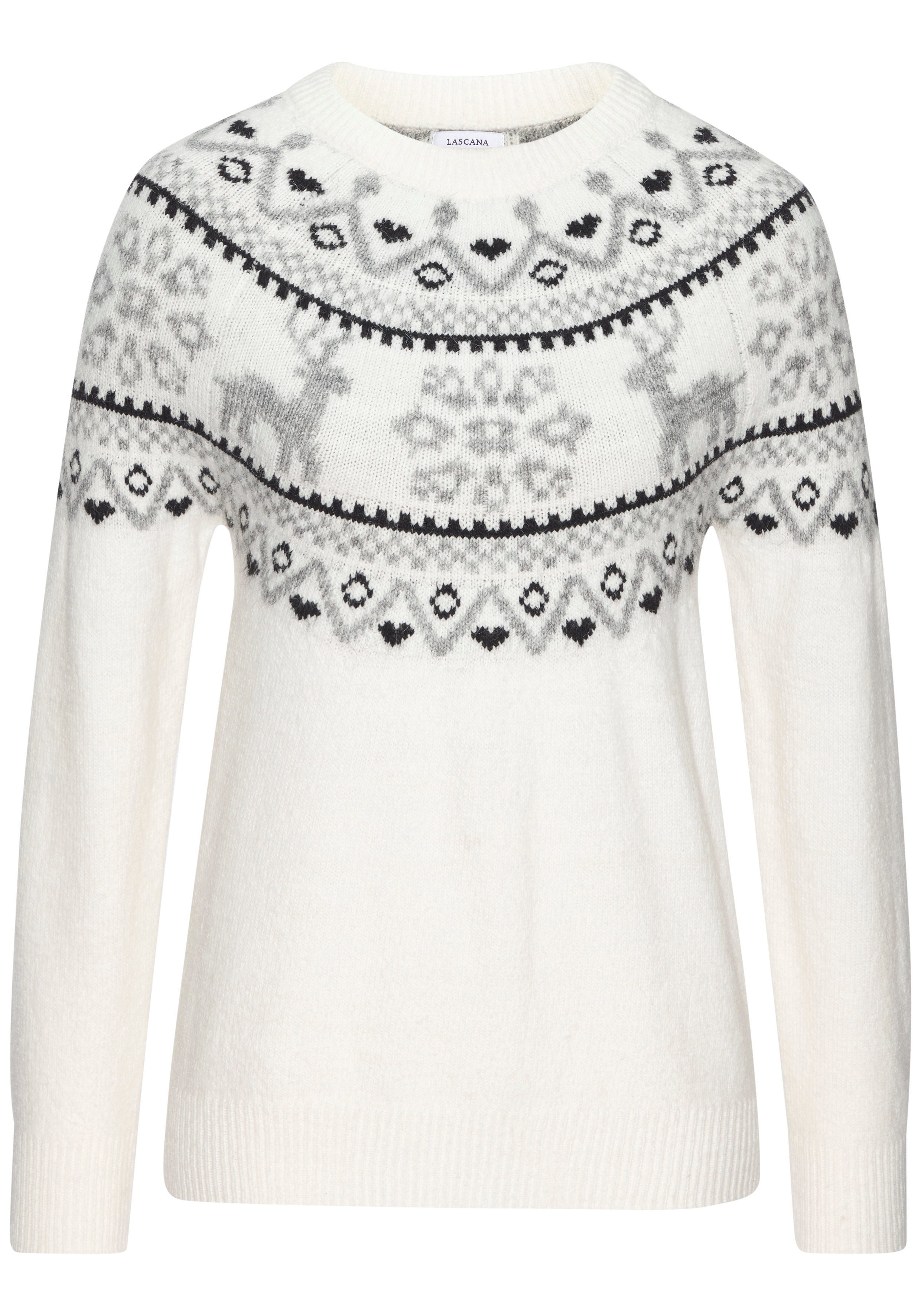 LASCANA Norwegerpullover aus weichem Strick, Weihnachtspullover, Strickpull günstig online kaufen