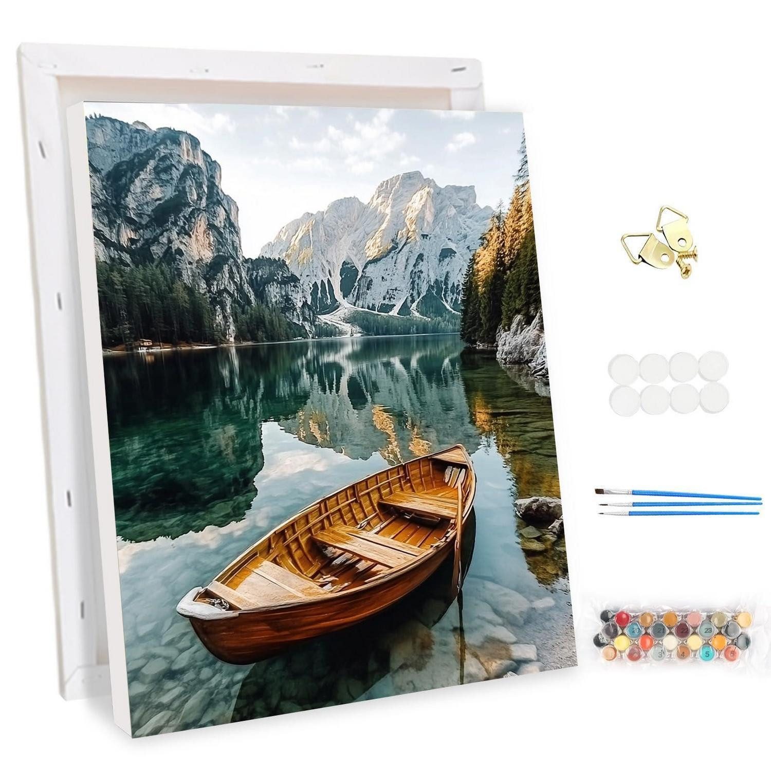 LuxusKollektion Kreativset Malen nach Zahlen mit Rahmen - Boot Seeblick