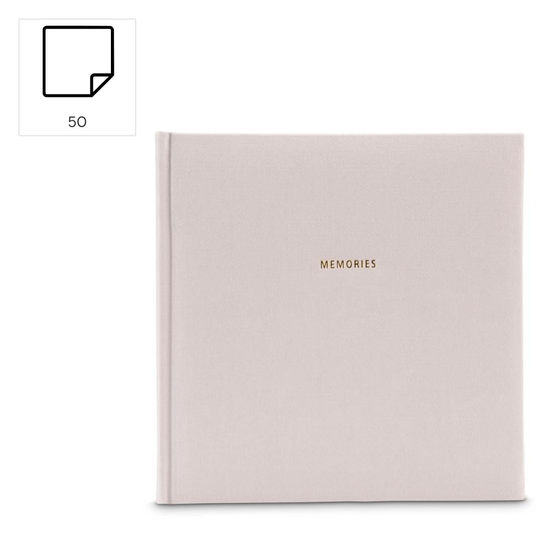Hama Fotoalbum Fotoalbum zum selber Einkleben, zum Selbstgestalten, 30x30 cm, Grau, Mit 50 schwarzen Seiten, Kleben, Memories, Goldprägung, universell