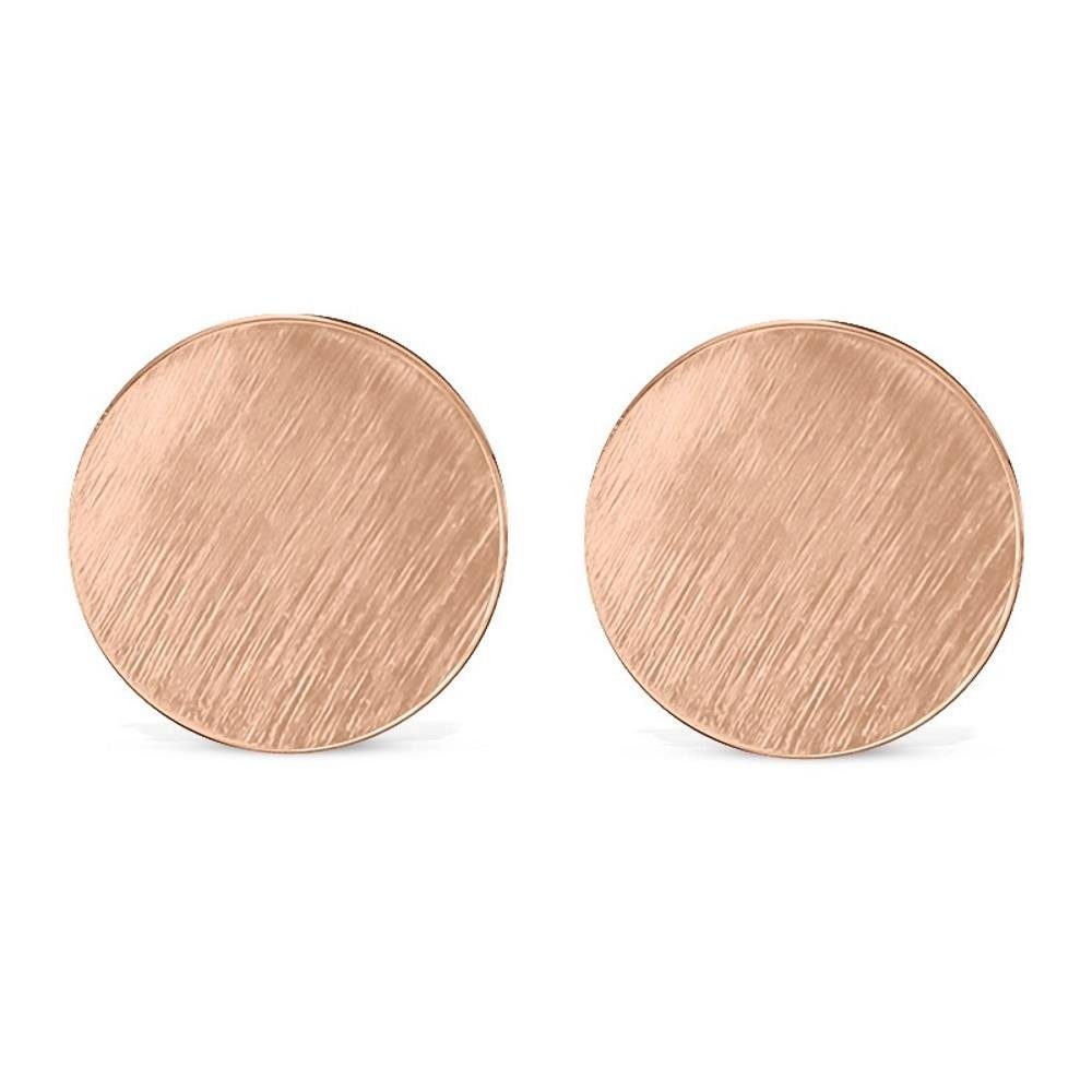 BUNGSA Ohrring-Set Rosegold - Ohrstecker rund gebürstet aus Edelstahl Damen (1 Paar (2 Stück), 2-tlg), Ohrschmuck Ohrringe