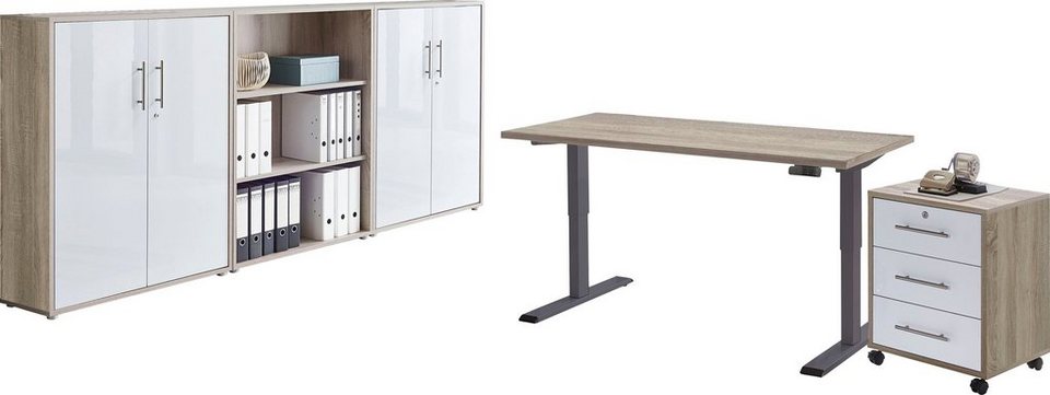 BMG Möbel Büromöbel-Set Tabor, (Set, 5-St), mit elektrisch  höhenverstellbarem Schreibtisch