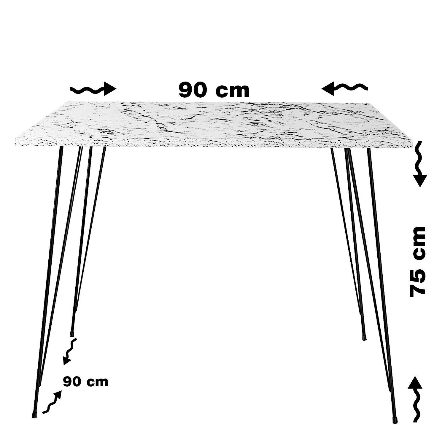 Skye Decor Schwarz, Square Sandalf CMY, Couchtisch cm 75x90x90