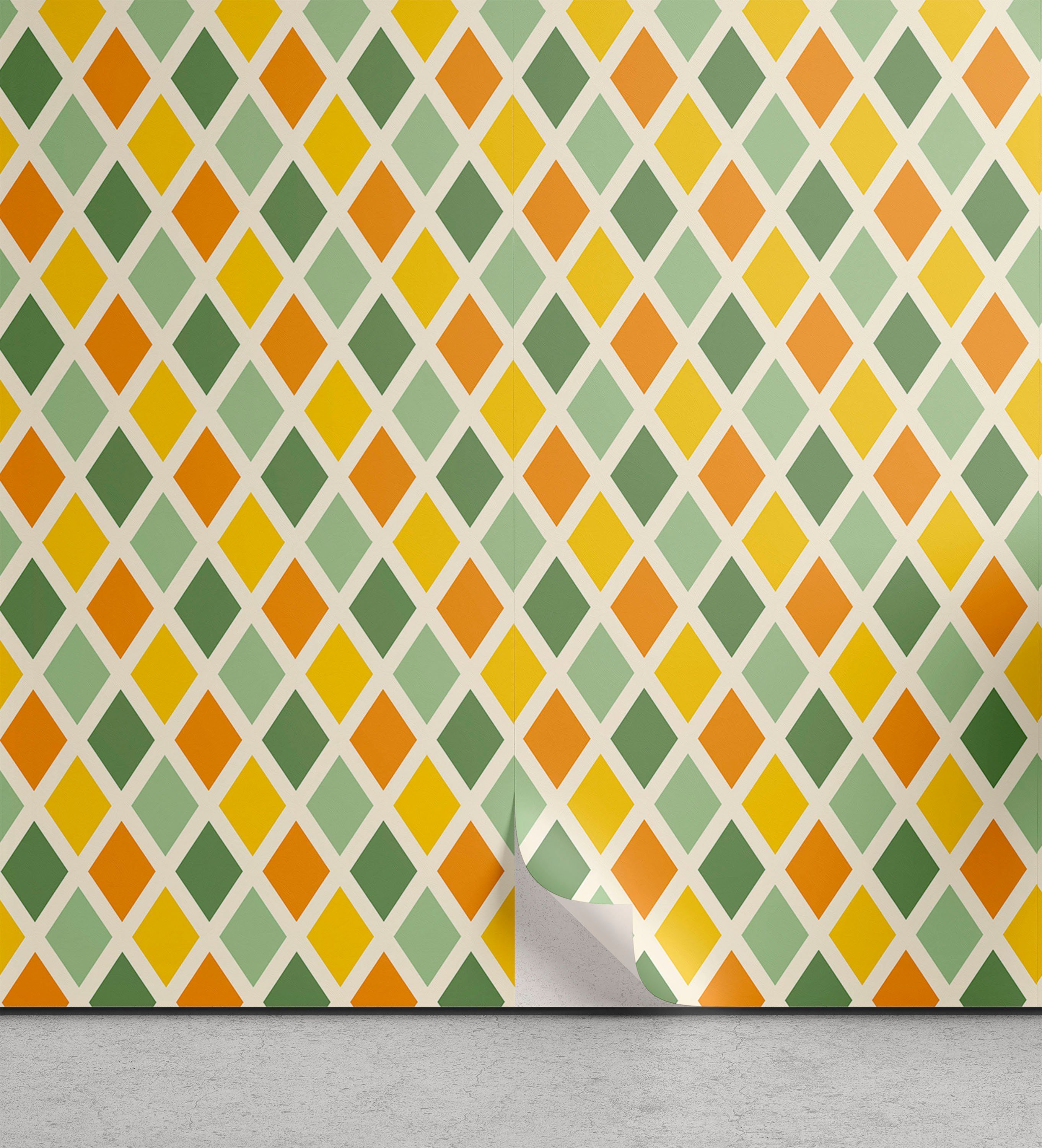 Abakuhaus Vinyltapete selbstklebendes Wohnzimmer Küchenakzent, Retro Klassische Checkered gestreiftes