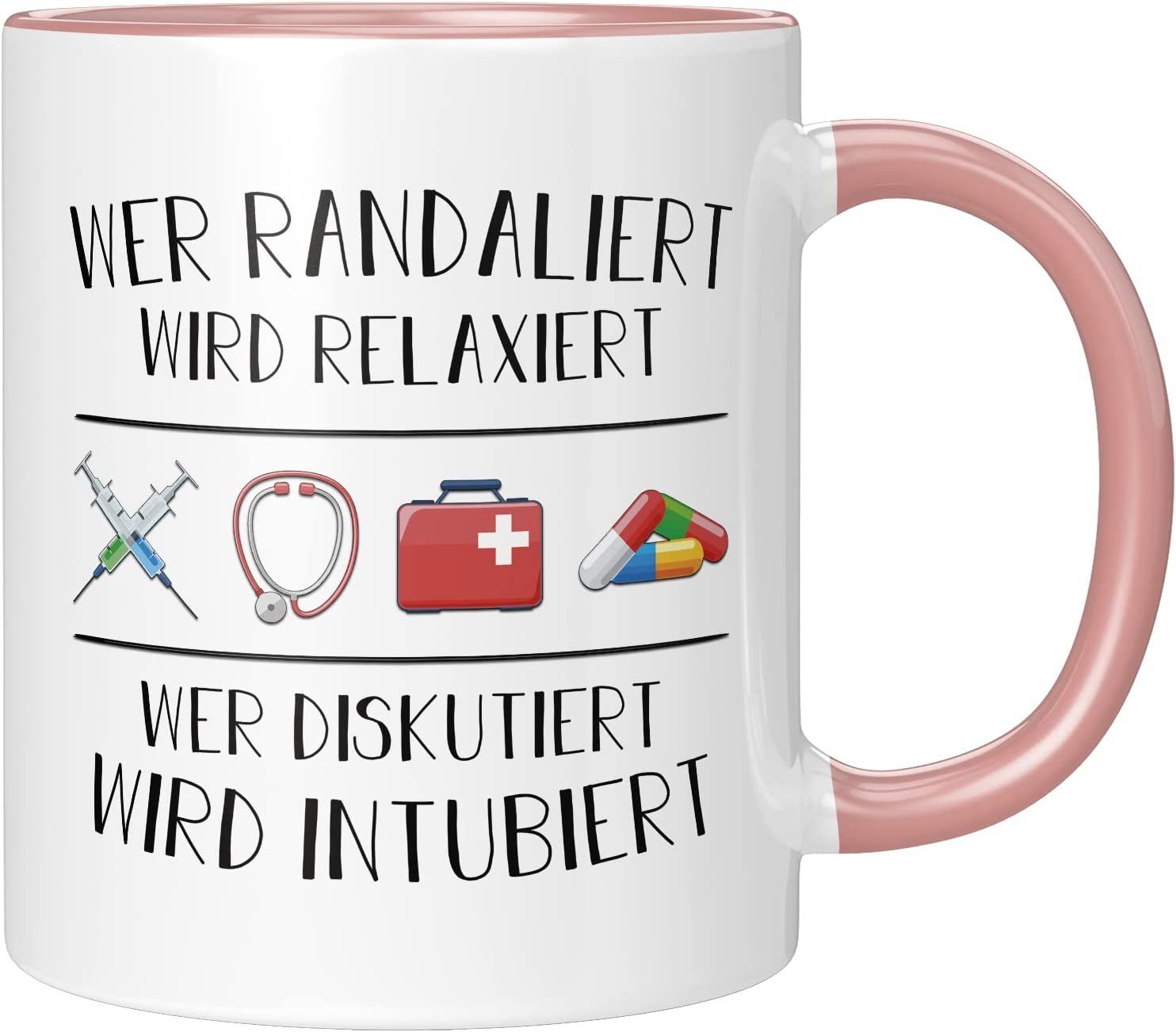 TassenTicker Tasse Wer Randaliert Wird Relaxiert - Schön Krankenschwester Geschenke Ideen, 330ml Rosa