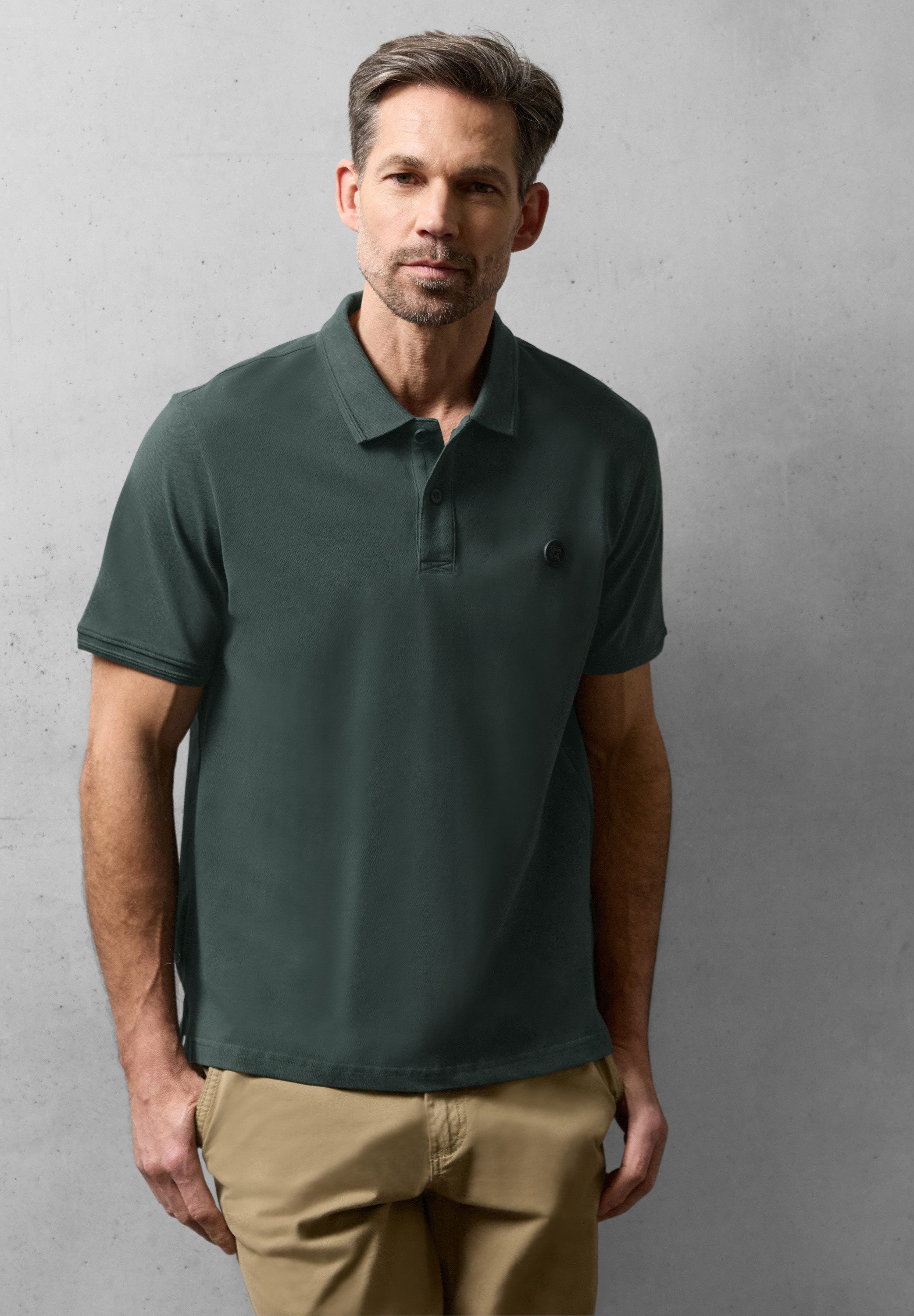 STREET ONE MEN Poloshirt aus Baumwolle mit Stretchante