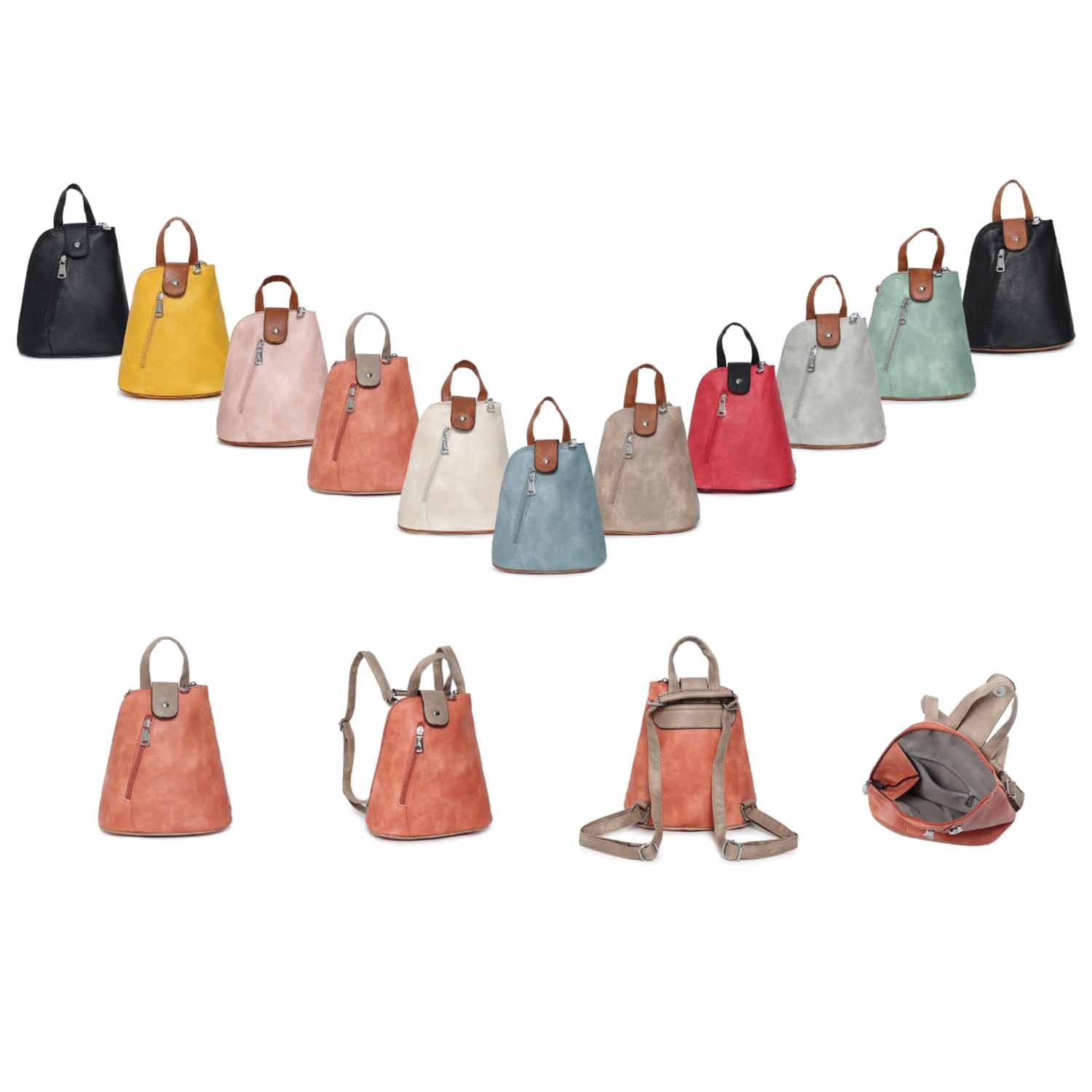 ITALYSHOP24 Rucksack Damen Schultertasche Cross Over BodyBag Umhängetasche BackPack Daypack, Leder Optik mini Cityrucksack Handytasche Geldbörse Reise Shopping Bag