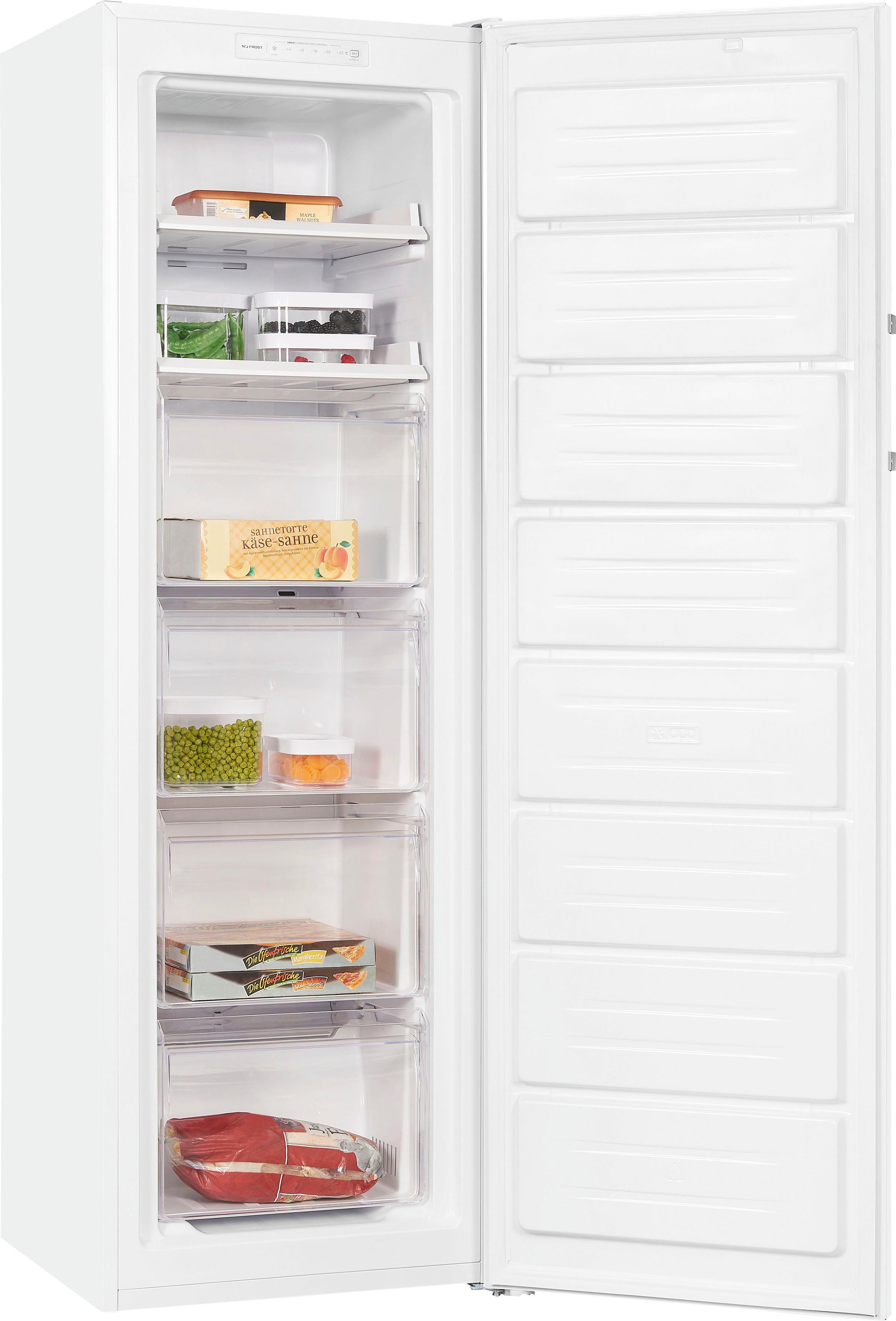 exquisit Gefrierschrank GS271-NF-H-040D weiss, 170,5 cm hoch, 54 cm breit, 4*-Gefrierschrank No Frost mit LED-Anzeige & praktischem Griff