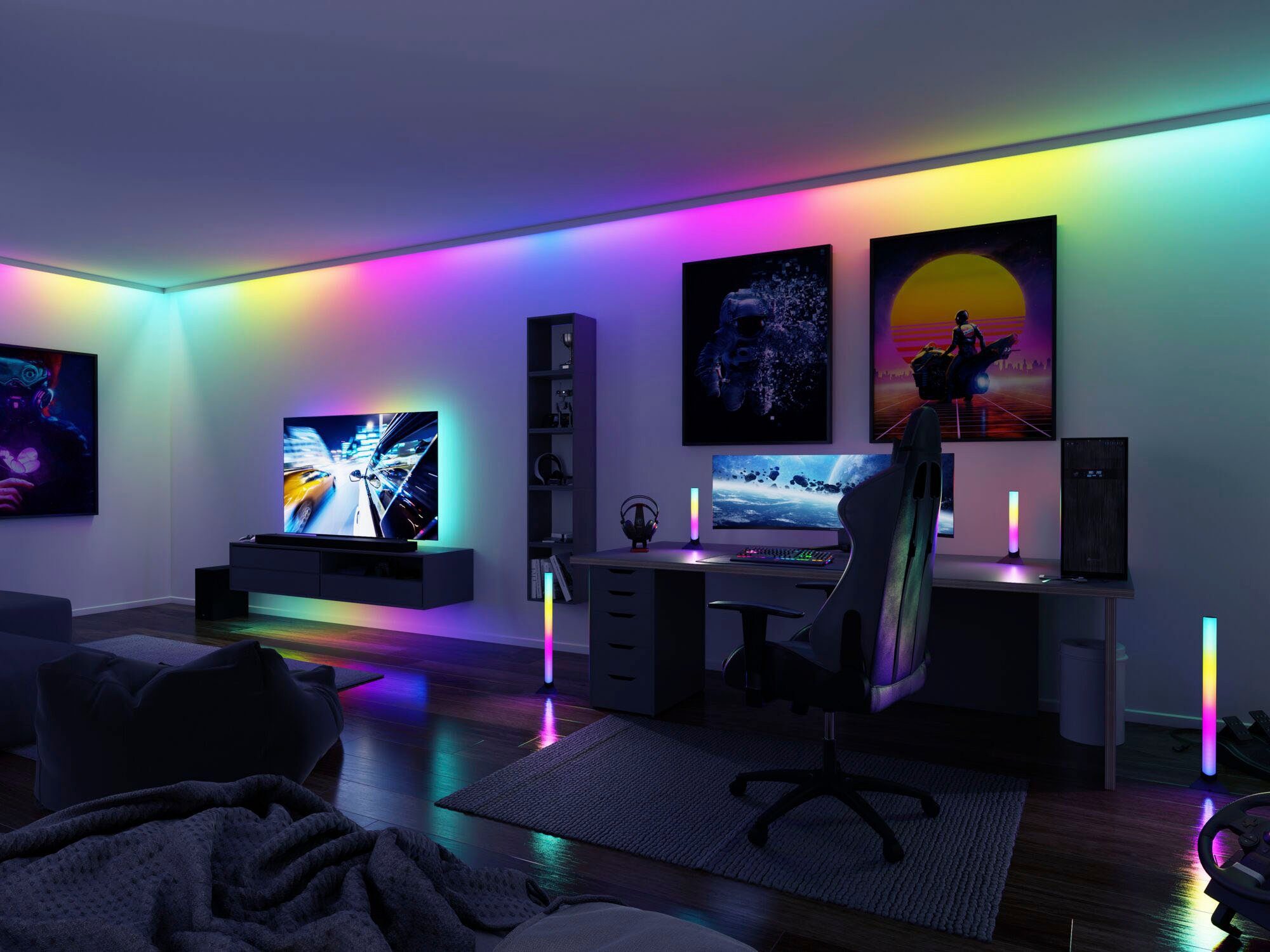 USB LED Strip 4W, 65 Zoll 1-flammig 2,4m RGB LED-Streifen TV-Beleuchtung Paulmann Dynamic Rainbow