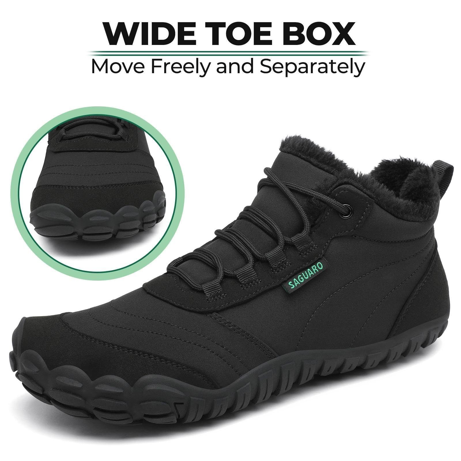 SAGUARO Winter Barfußschuh (warm & weich gefüttert, atmungsaktiv, wasserabweisend, rutschfest, bequem) Damen & Herren Winter-Stiefel Wander-Schuhe Sport Boots Fleece Fell