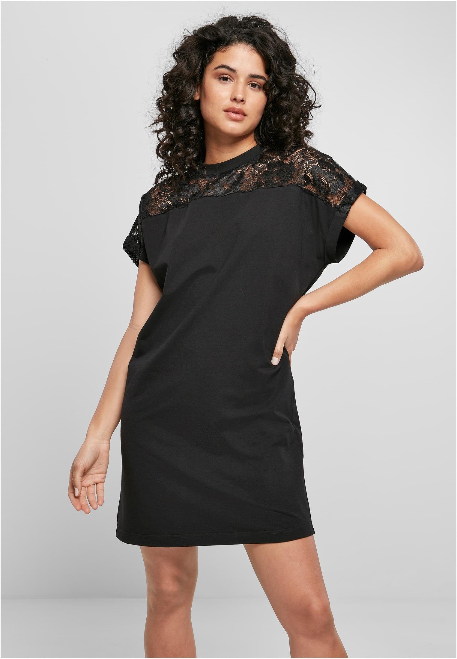 (1-tlg) Lace Dress Jerseykleid schwarz Ladies URBAN Tee Damen CLASSICS
