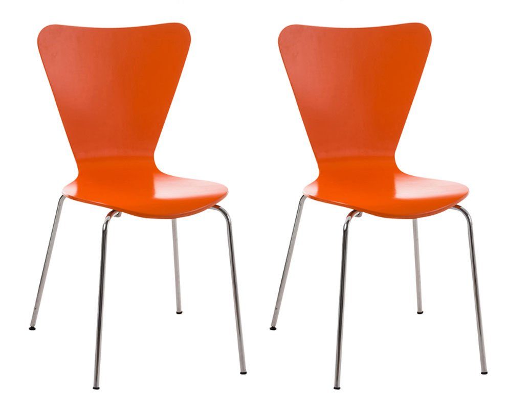 - Calisso Konferenzstuhl 2 Metall Besucherstuhl ergonomisch chrom Sitzfläche Gestell: - Sitzfläche: Holz St), - TPFLiving - geformter Messestuhl, Warteraumstuhl mit (Besprechungsstuhl orange