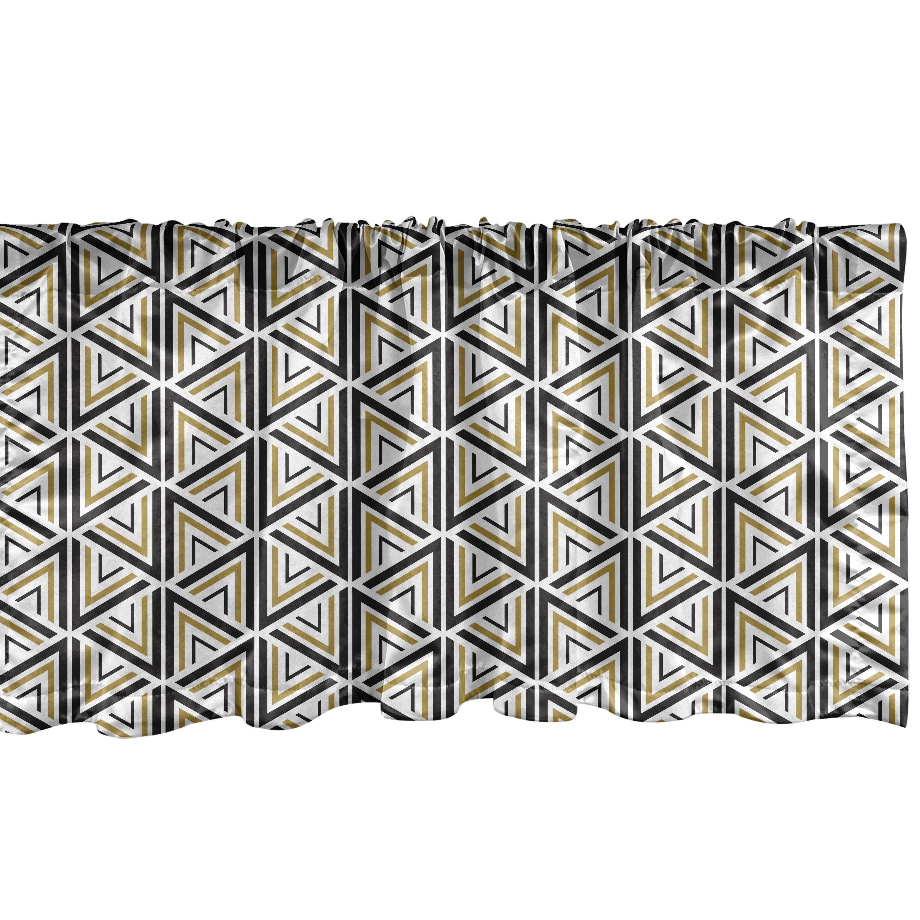 Scheibengardine Microfaser, für Schlafzimmer Modern Abakuhaus, Volant Stangentasche, Linien Triangle Küche mit Dekor förmigen Vorhang