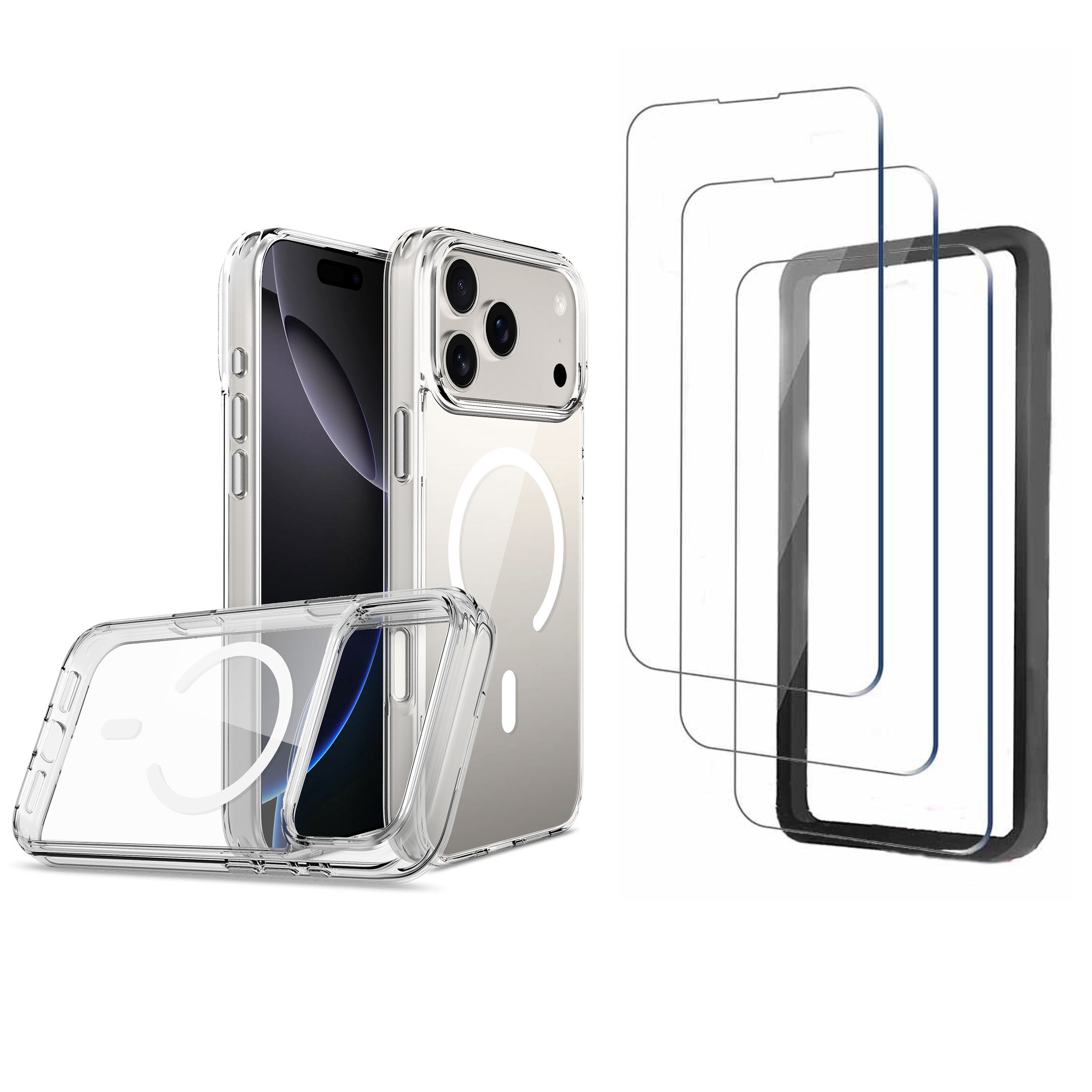 Futurea Smartphone-Hülle iPhone 17 Schutzhülle mit 3x Schutzglas Panzerglas Displayschutz 6,3 - 6,9 Zoll, für Apple iPhone 17 Air / Pro / Pro Max + 3x Panzerglas ultraklar