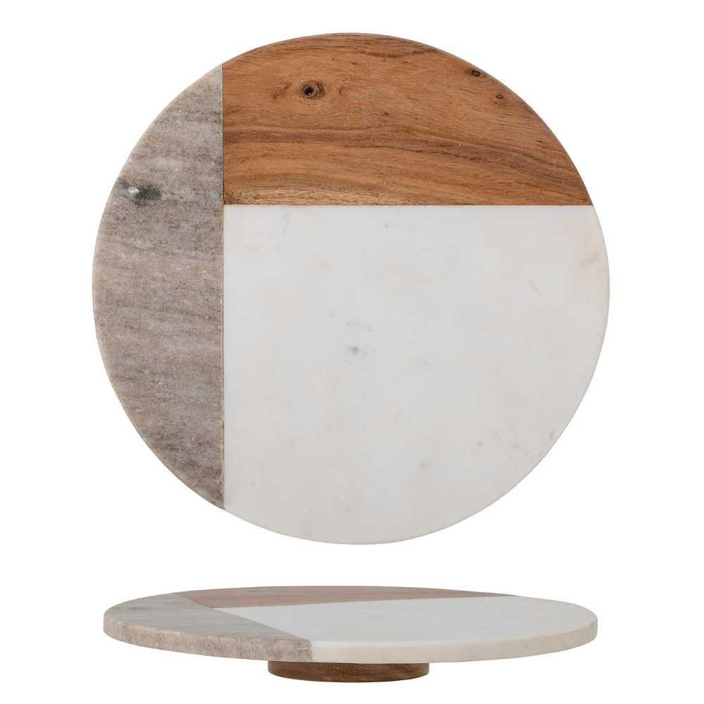 Bloomingville Schneidebrett Bloomingville Servierplatte OLLY Marmor Holz 30 cm, Marmor
