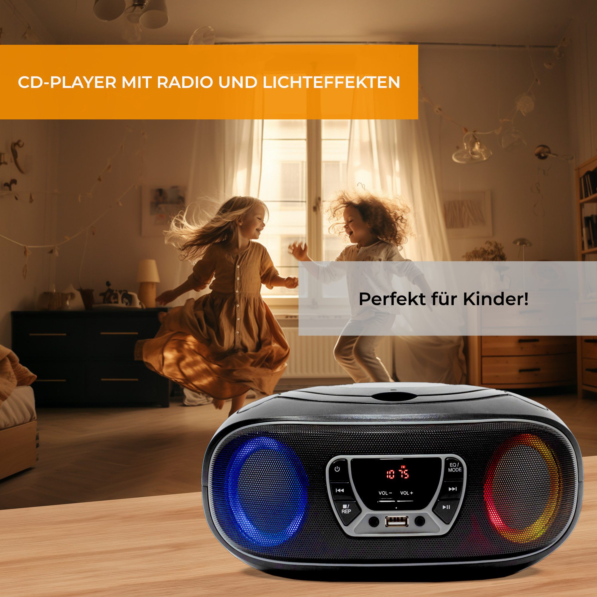 Denver TCL-212BTGR CD-Player (LED-Beleuchtung in Lautsprechergittern, Bluetooth, USB & AUX, CD/FM, LED-Beleuchtung in Lautsprechergittern, Bluetooth, USB & AUX, CD/FM)