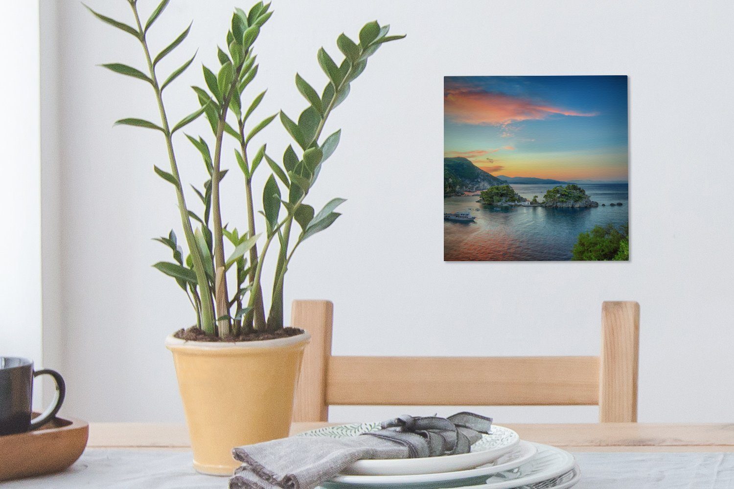 Parga Sonnenuntergang in Wohnzimmer St), am Schlafzimmer OneMillionCanvasses® Leinwandbild Leinwand Bilder für (1 Wasser,