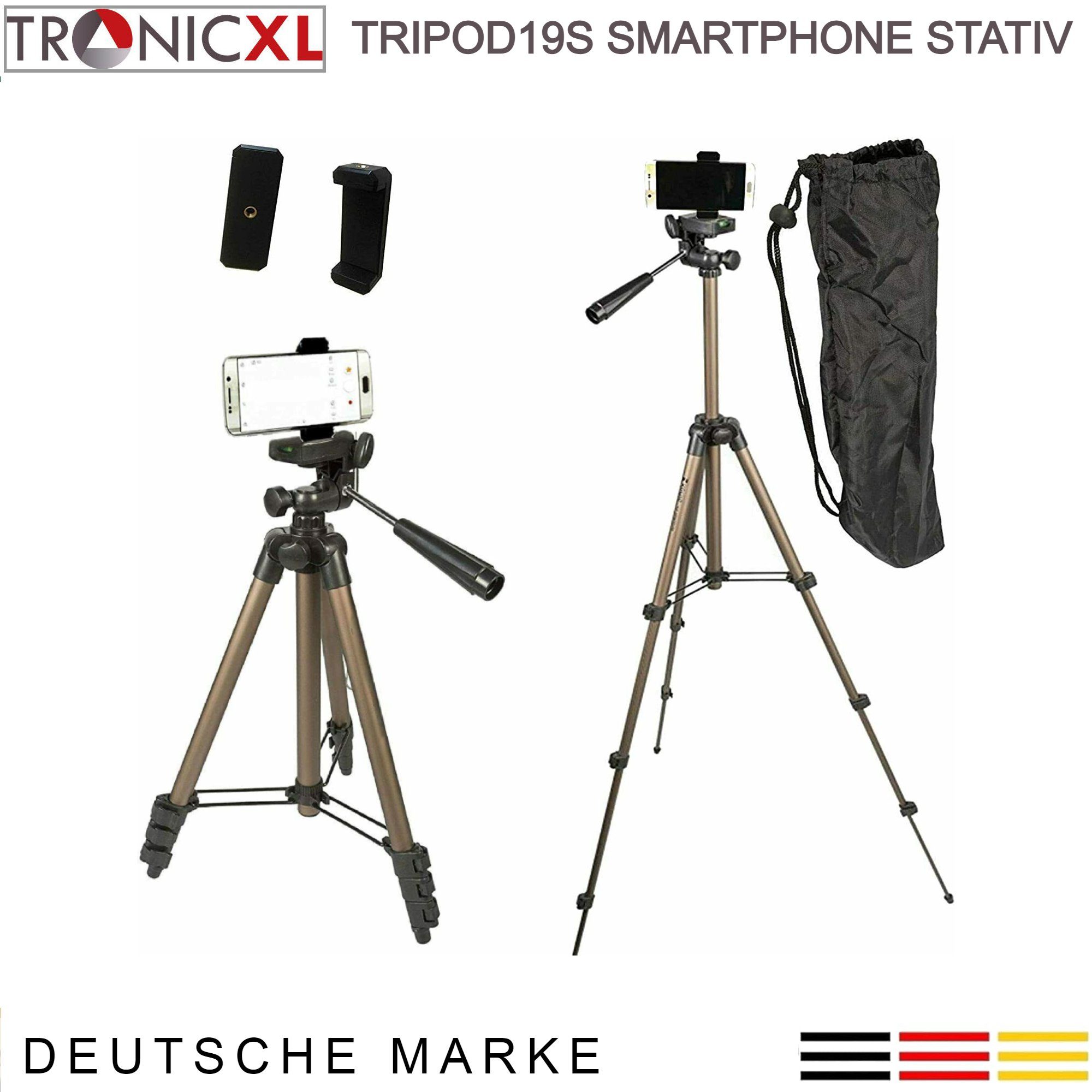 TronicXL Tripod Smartphone Stativ Kamerastativ Universal für Handy iPhone Apple Dreibeinstativ (Höhenverstellbar von 35 - 105 cm)