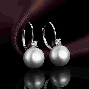 LENBEST Paar Ohrhänger 18 Karat Weiß Vergoldet Perlen Ohrringe Damen (2-tlg)
