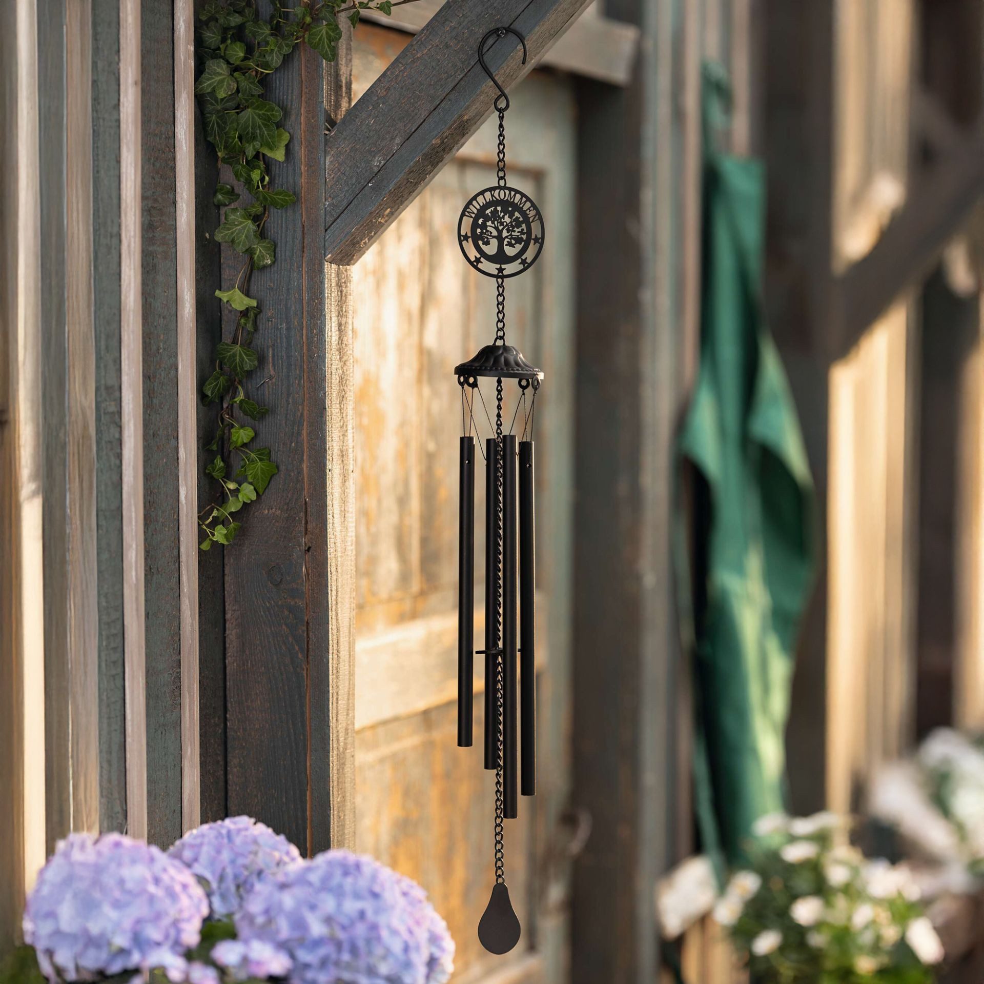 Home-trends24.de Windspiel Klangspiel Lebensbaum Willkommen Windspiel Metall