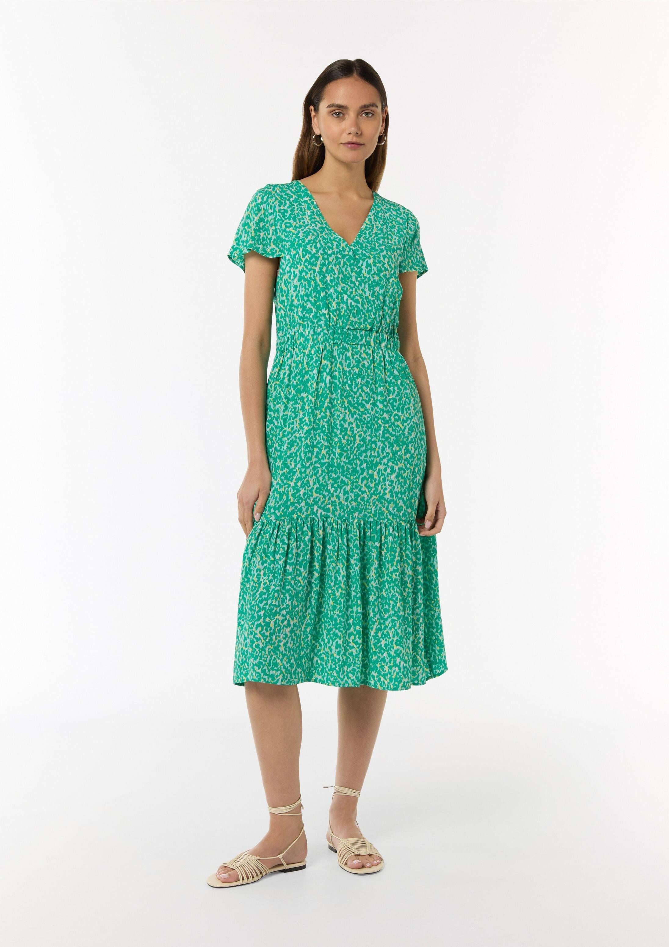 comma Midikleid Kleid Tailliertes Kleid mit fixiertem Wickel-Oberteil