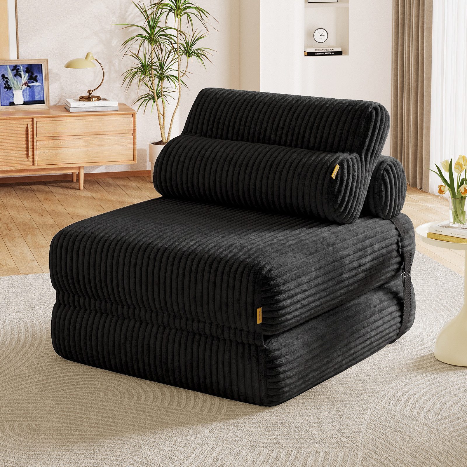 Pinmoco Sofa Klappbares Bodensofa, 3-in-1 Schlaf- & Loungesessel aus Cord