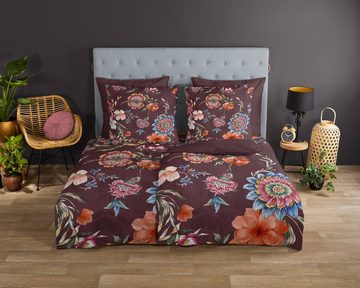 Bettwäsche Renforcé 2tlg 135 X 200 cm + 1- 80 X 80 cm Madelief Bordeaux Bett, good morning, Baumolle, 2 teilig, Bettbezug Kopfkissenbezug Set kuschelig weich hochwertig