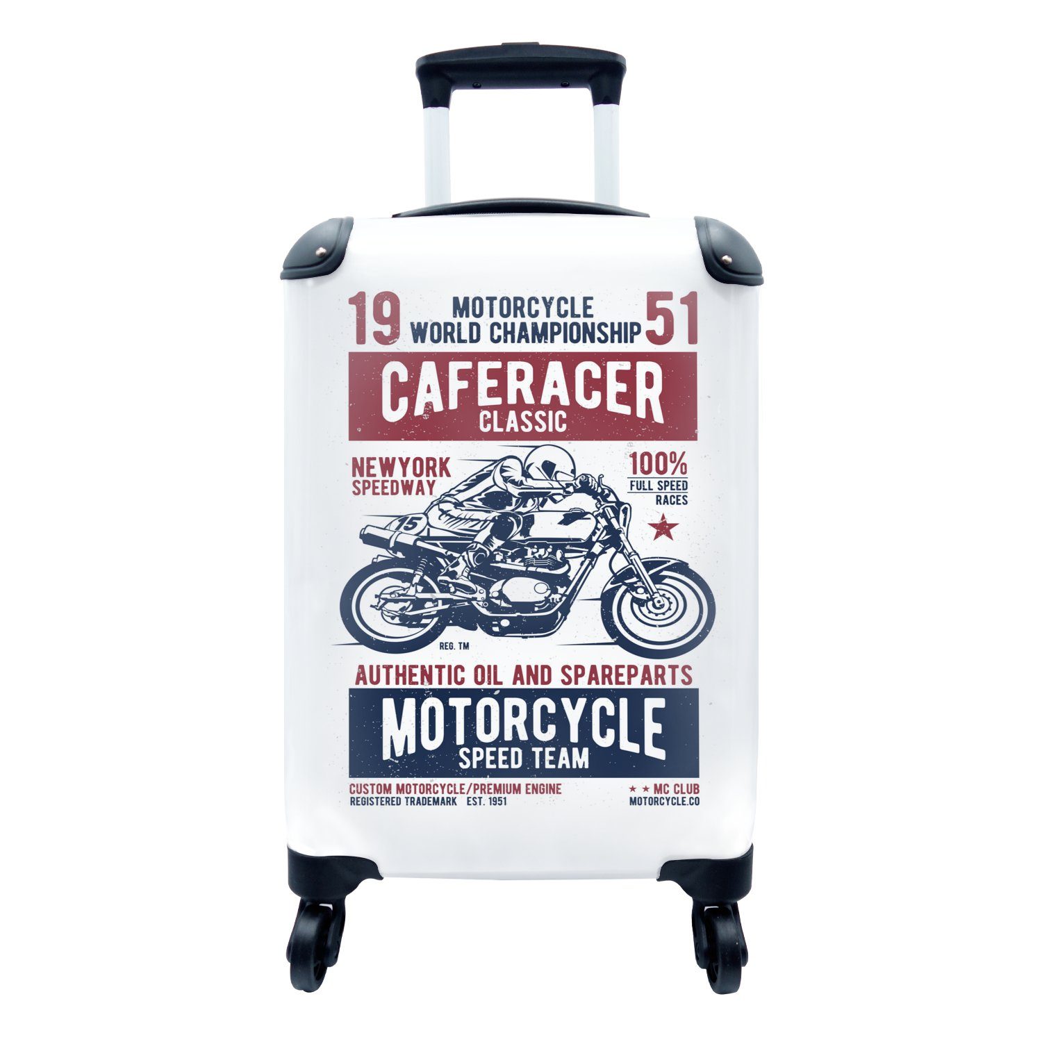 MuchoWow Handgepäckkoffer Mancave - Motorrad - Vintage - Rennen, 4 Rollen, Reisetasche mit rollen, Handgepäck für Ferien, Trolley, Reisekoffer