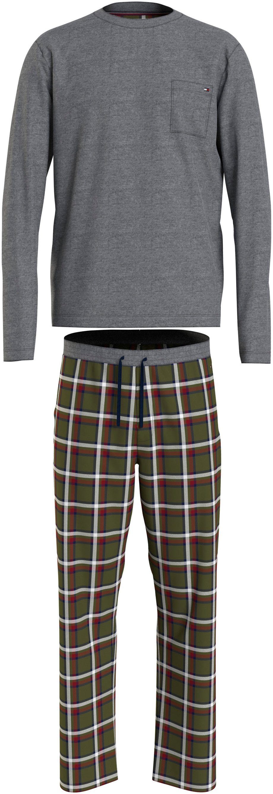 mit LS Underwear PJ PANT (2 Hilfiger dekorativer SET Brusttasche tlg) Schlafanzug Tommy