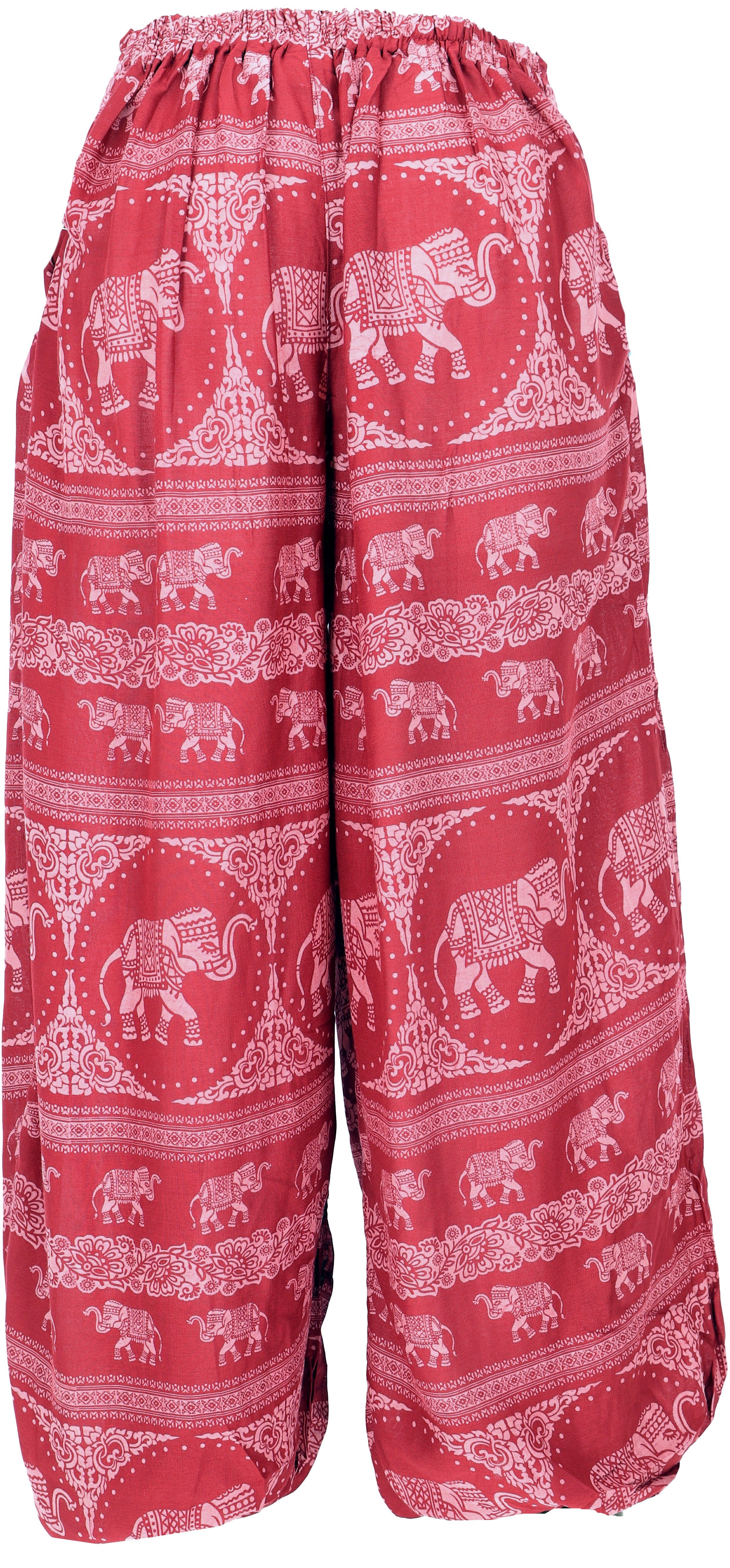 Relaxhose Ethno Luftige Style, mit rot Pluderhose alternative Bekleidung Elefantendruck,.. Guru-Shop