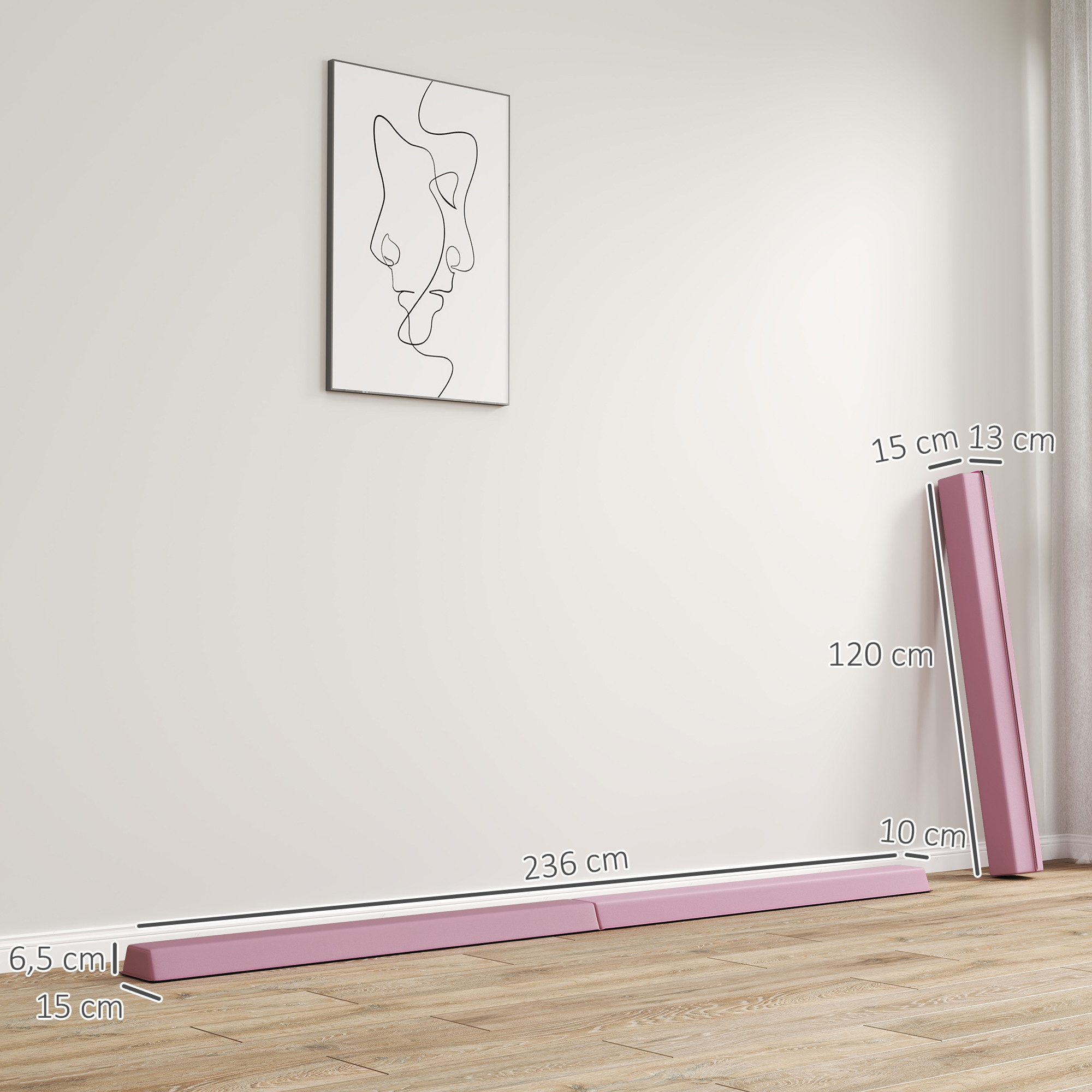 SPORTNOW Balancetrainer Klappbarer Schwebebalken, rutschfest Balance Beam bis 80 kg, für Kinder ab 3 Jahre, Indoor & Outdoor, Rosa