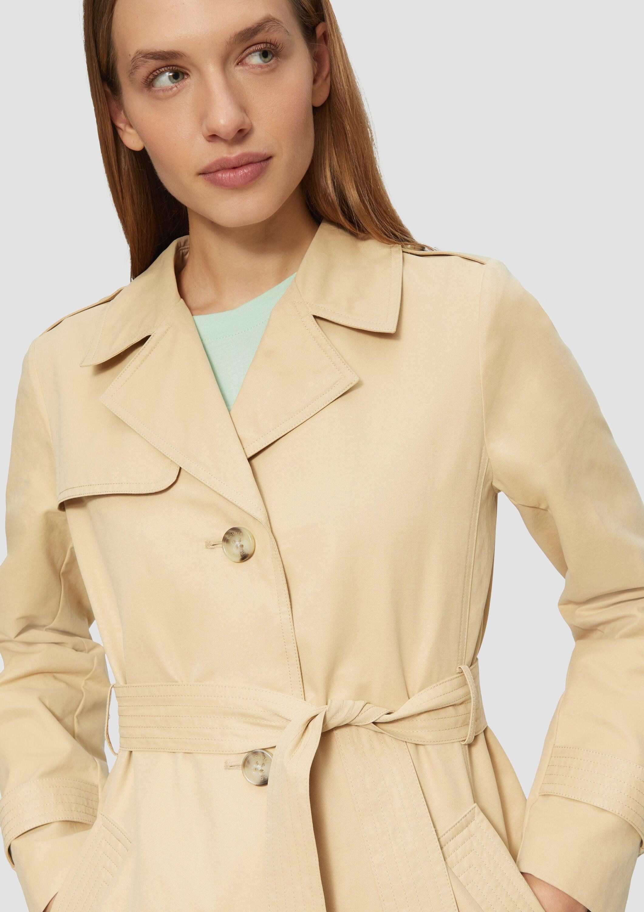 s.Oliver Funktionsjacke Outdoor-Jacke Kurzer Trench mit Gürtel